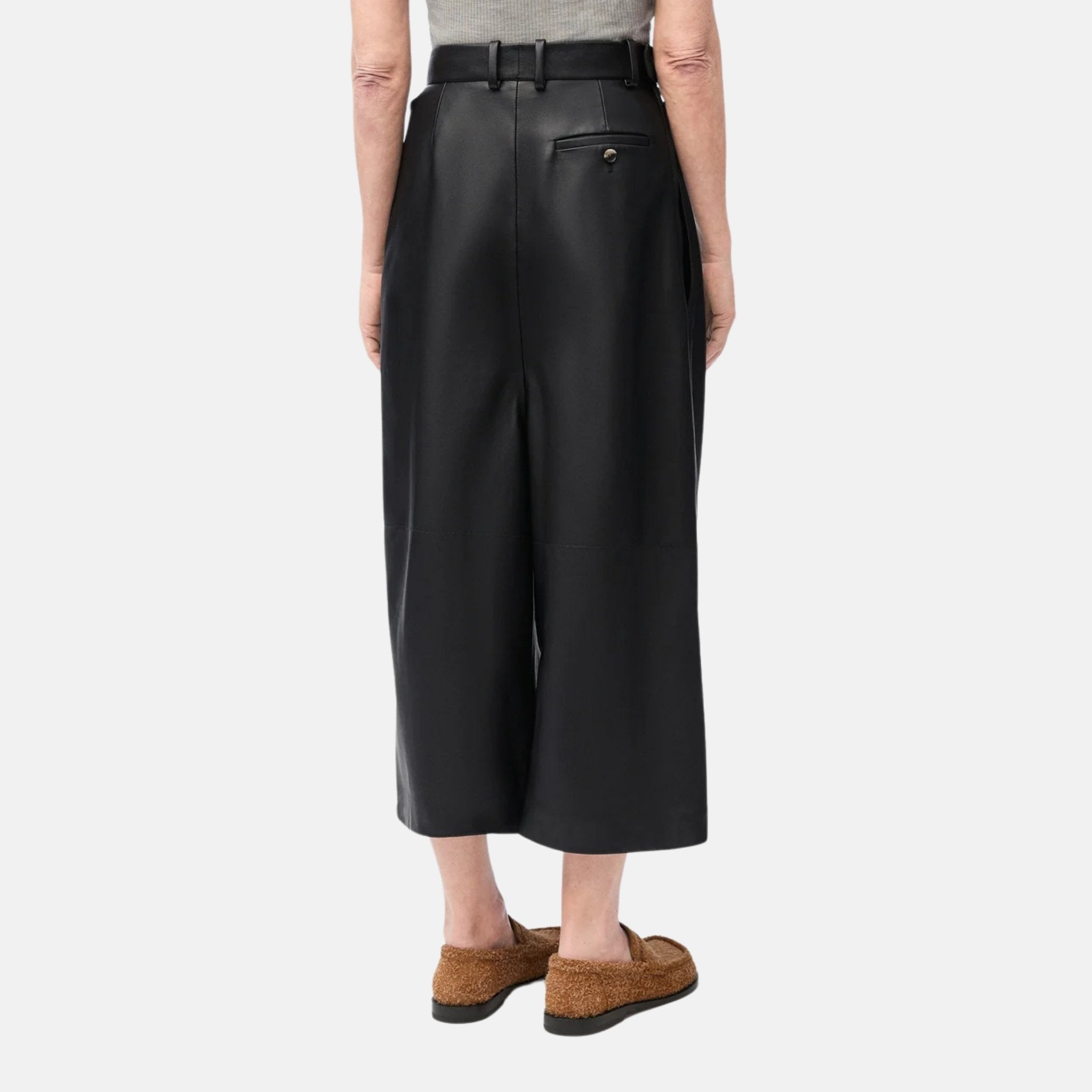 Loewe Cropped Draped Trousers In Nappa Lambskin, Back