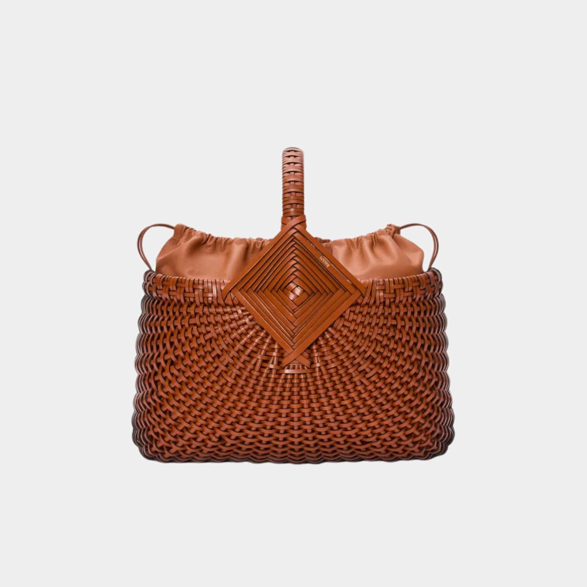 Loewe Diamond Square Basket In Calfskin, Tan, Front