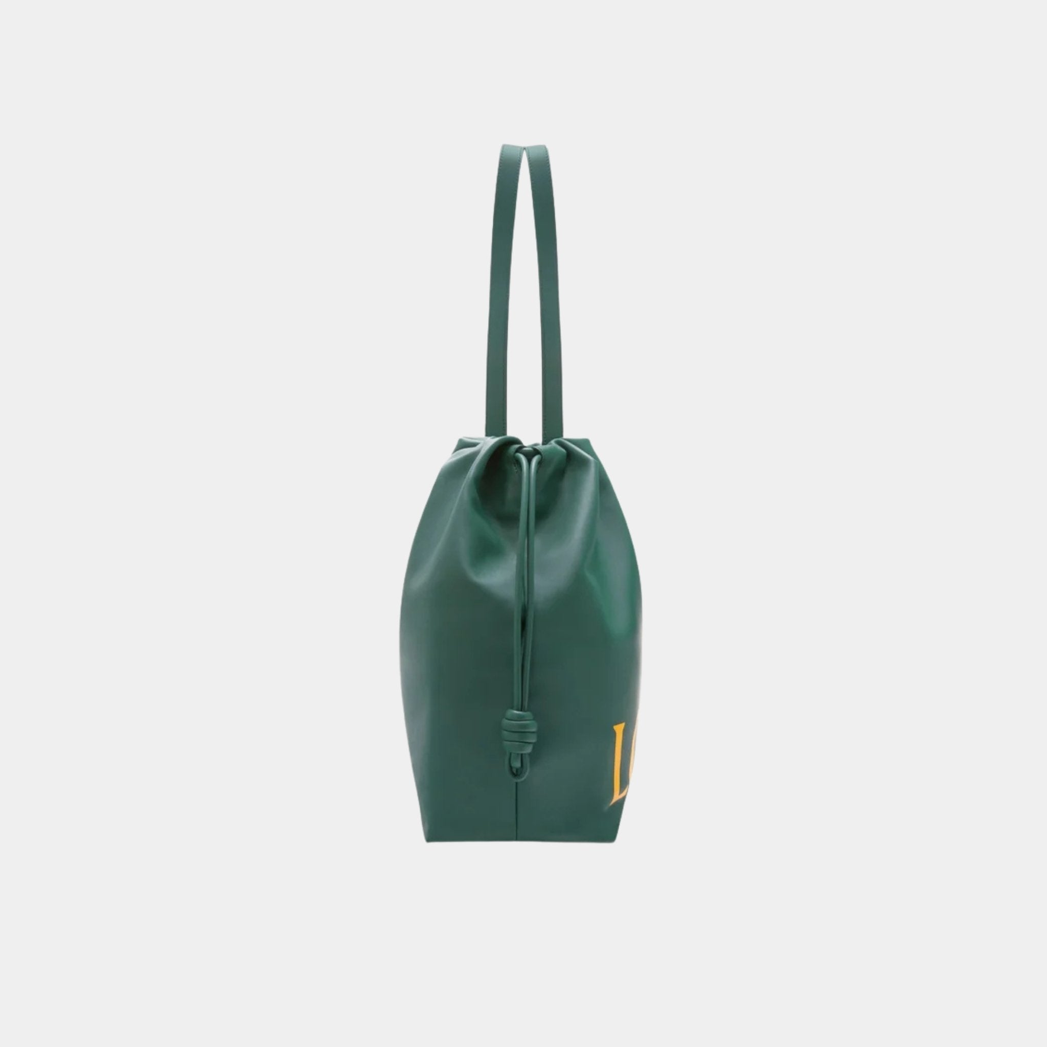 Loewe Flamenco Logo Tote In Nappa Calfskin, Evergreen, Side