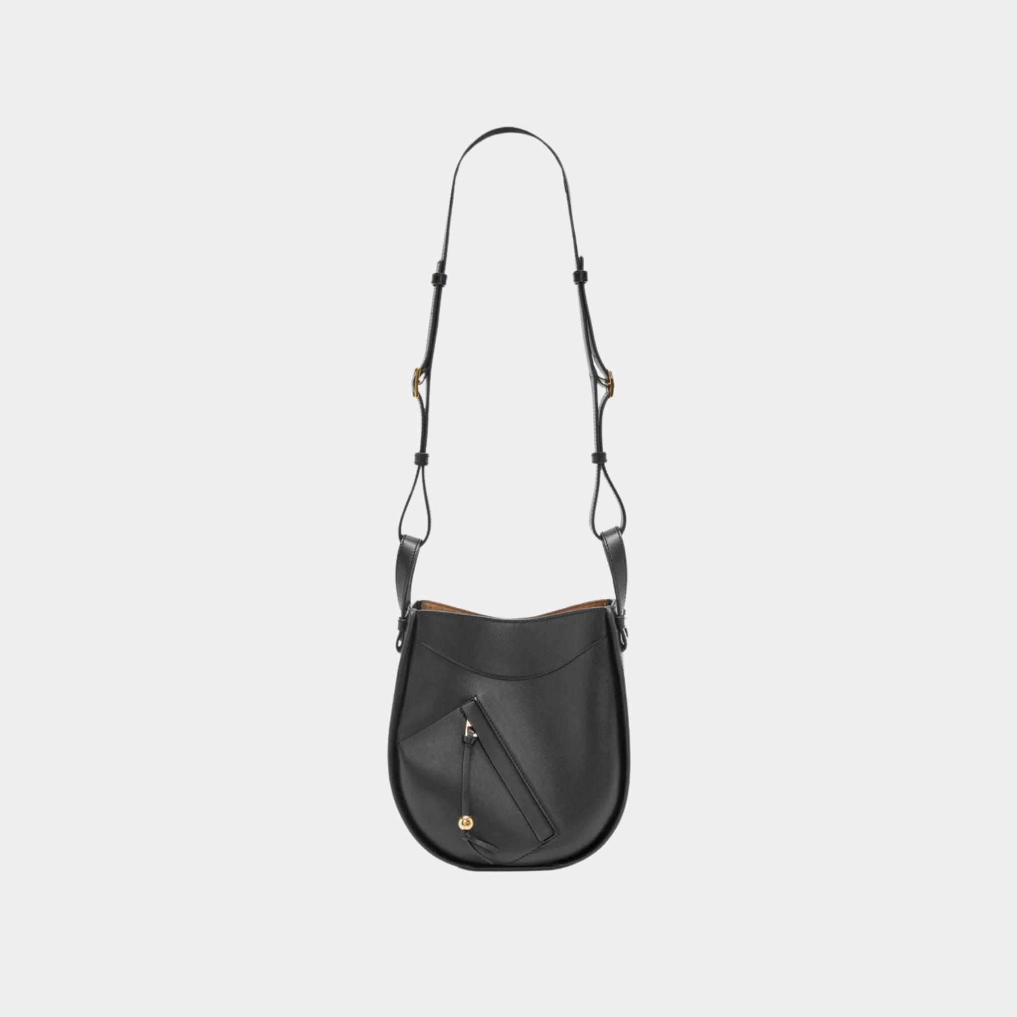 Loewe Hammock Slice Bag In Shiny Calfskin, Black, Strap