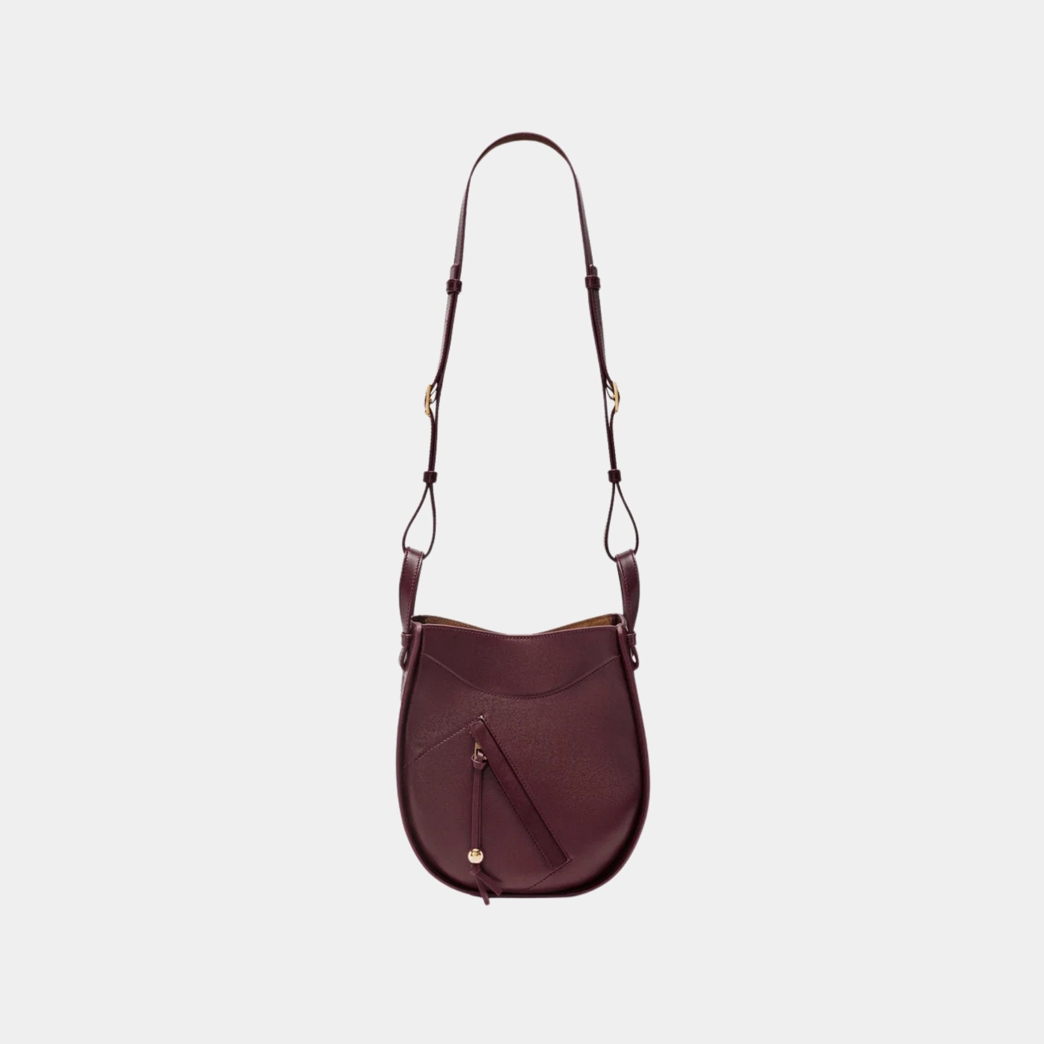 Loewe Hammock Slice Bag In Shiny Calfskin, Dark Burgundy, Strap