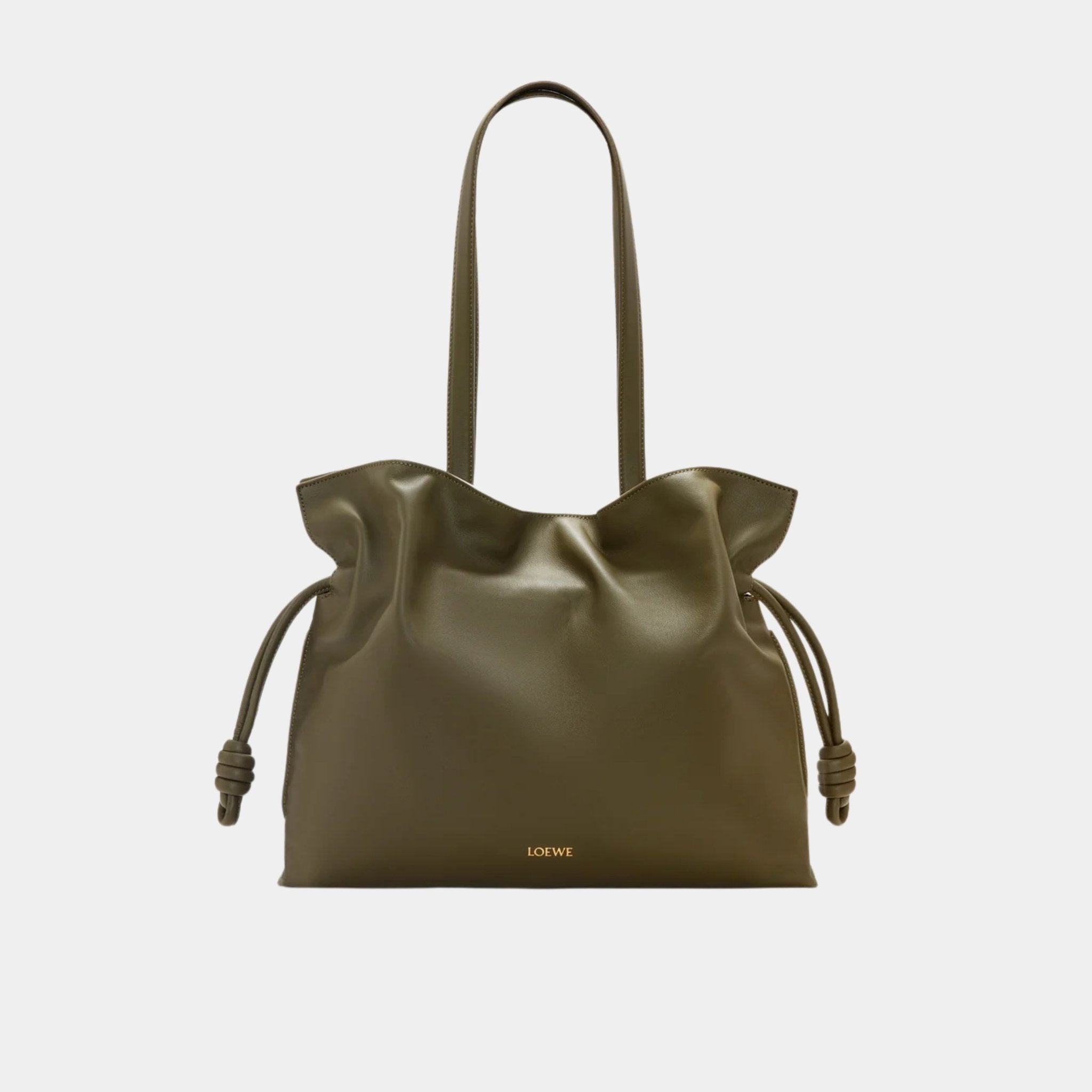 Loewe Large Flamenco Clutch Nappa Calf Leather, Dark Khaki, Back