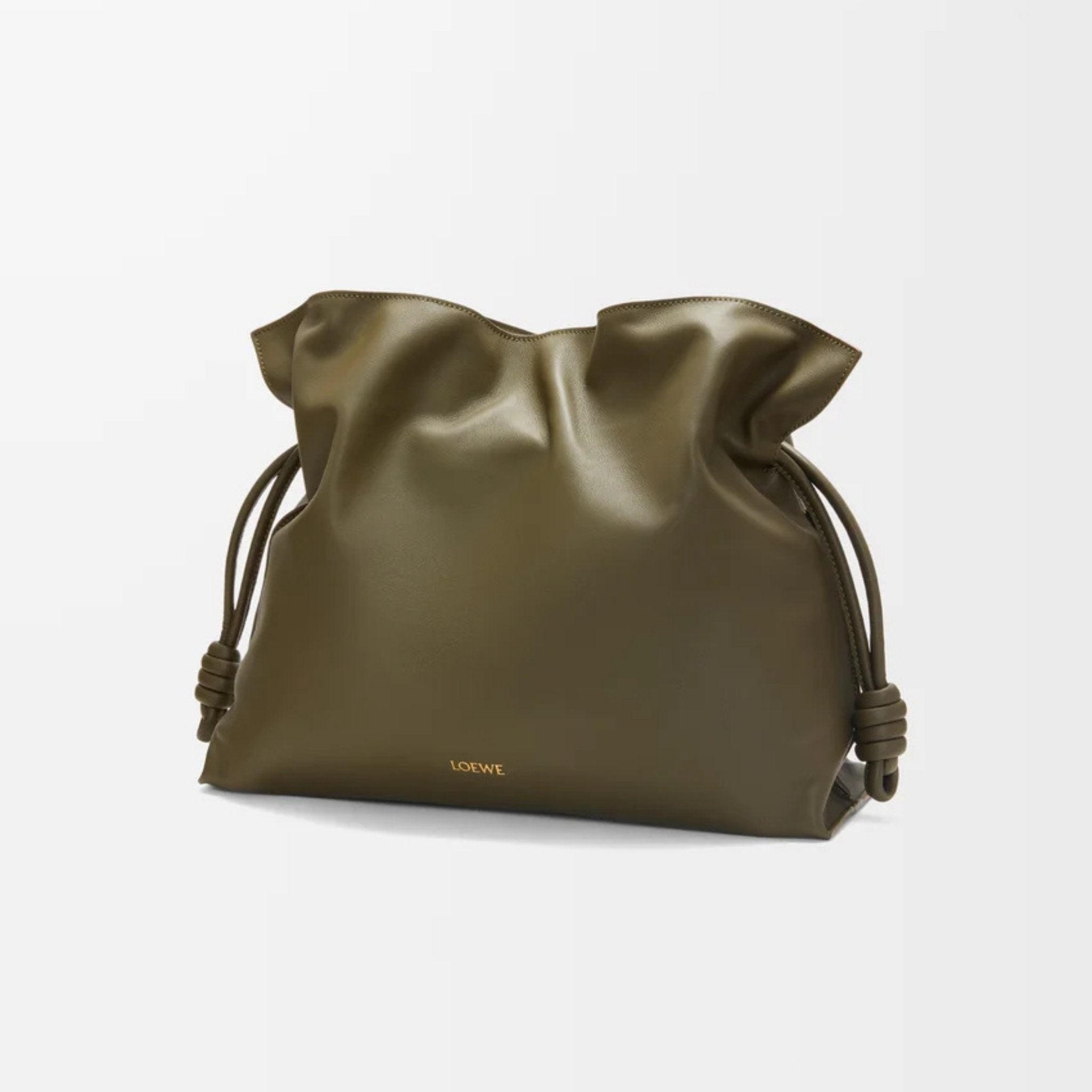 Loewe Large Flamenco Clutch Nappa Calf Leather, Dark Khaki, Side