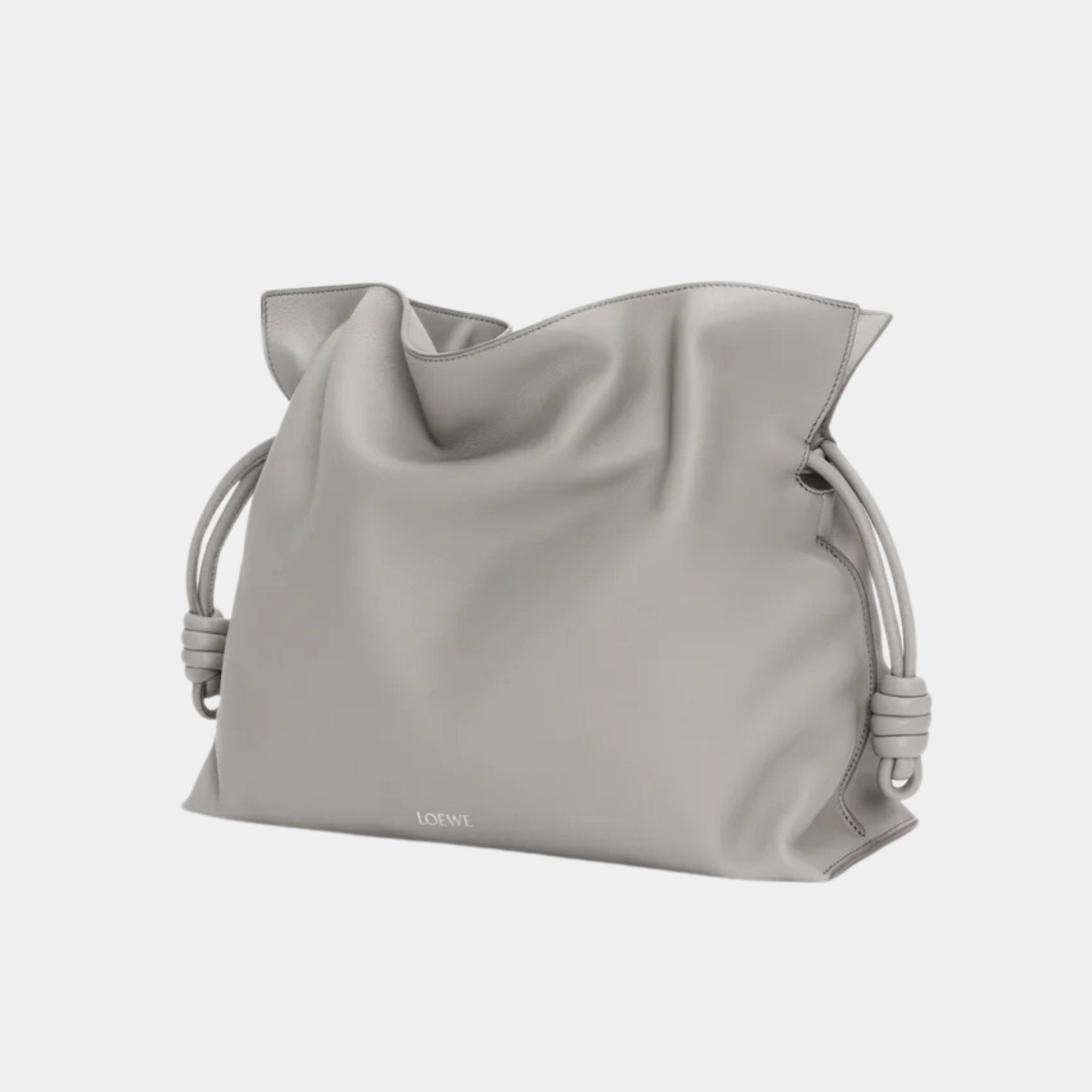 Loewe Large Flamenco Clutch Nappa Calf Leather, Pearl Grey, Side