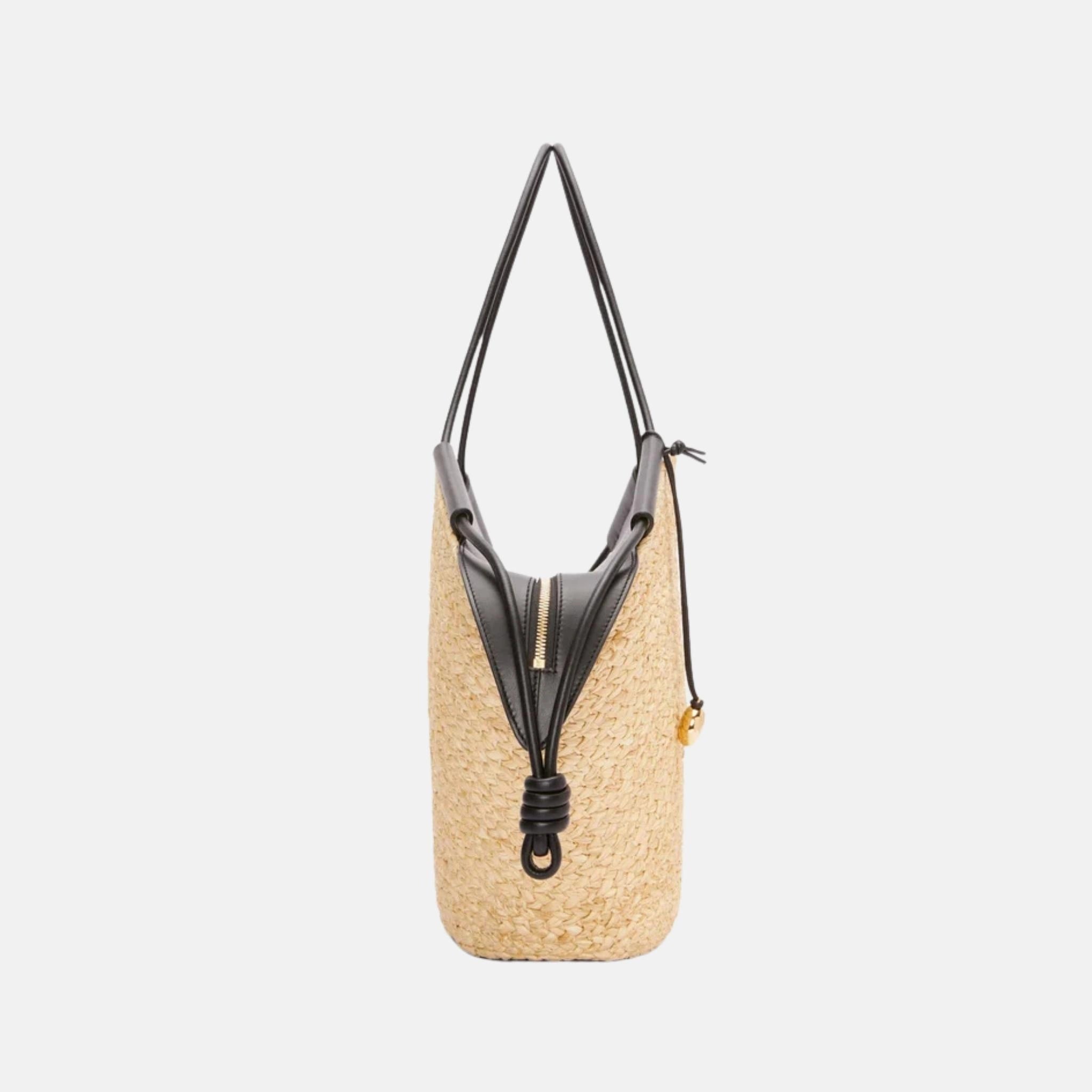 Loewe Large Paseo Basket in Raffia and Nappa Calfskin, Side