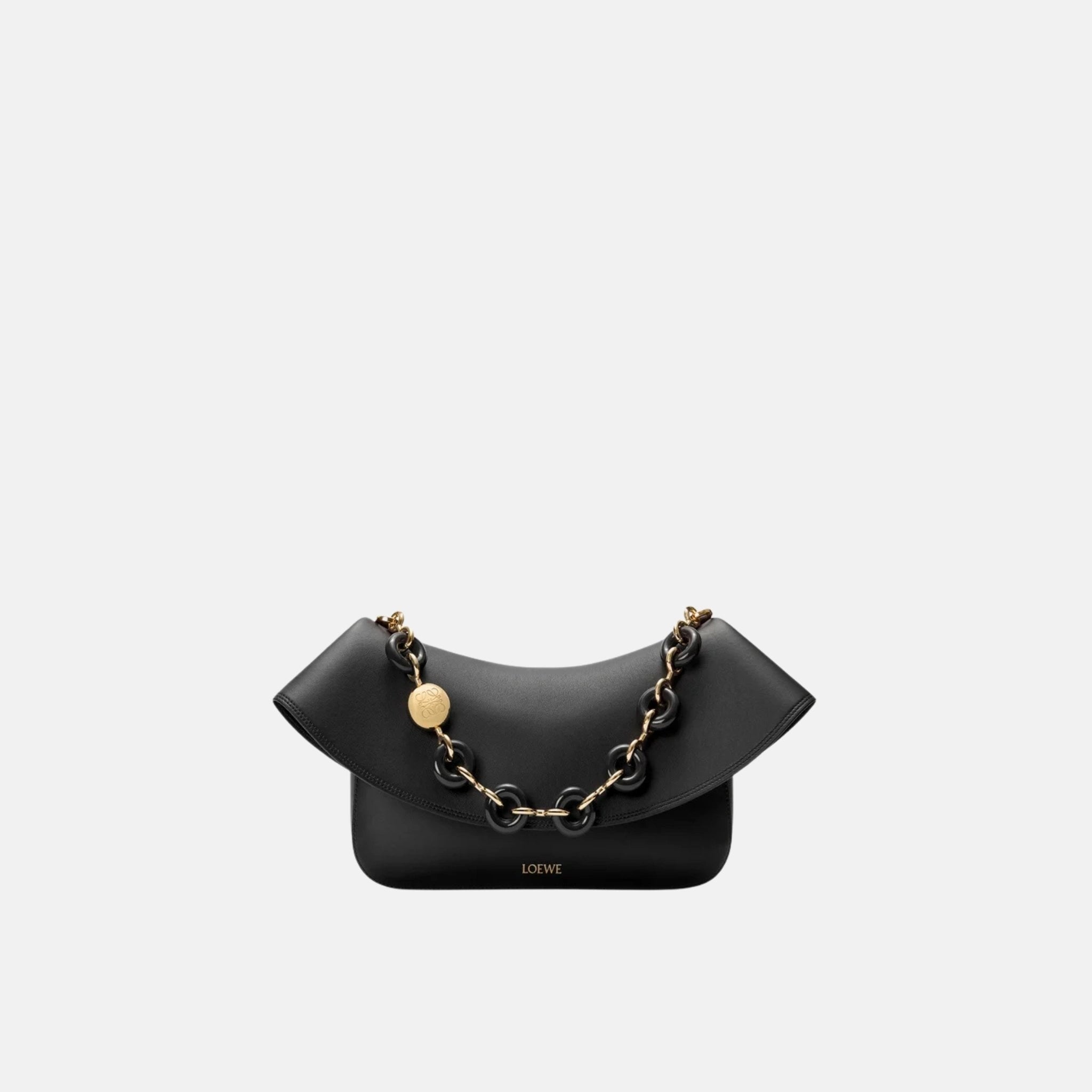 Loewe Medium Ola Bag in Smooth Calfskin, Black, Front