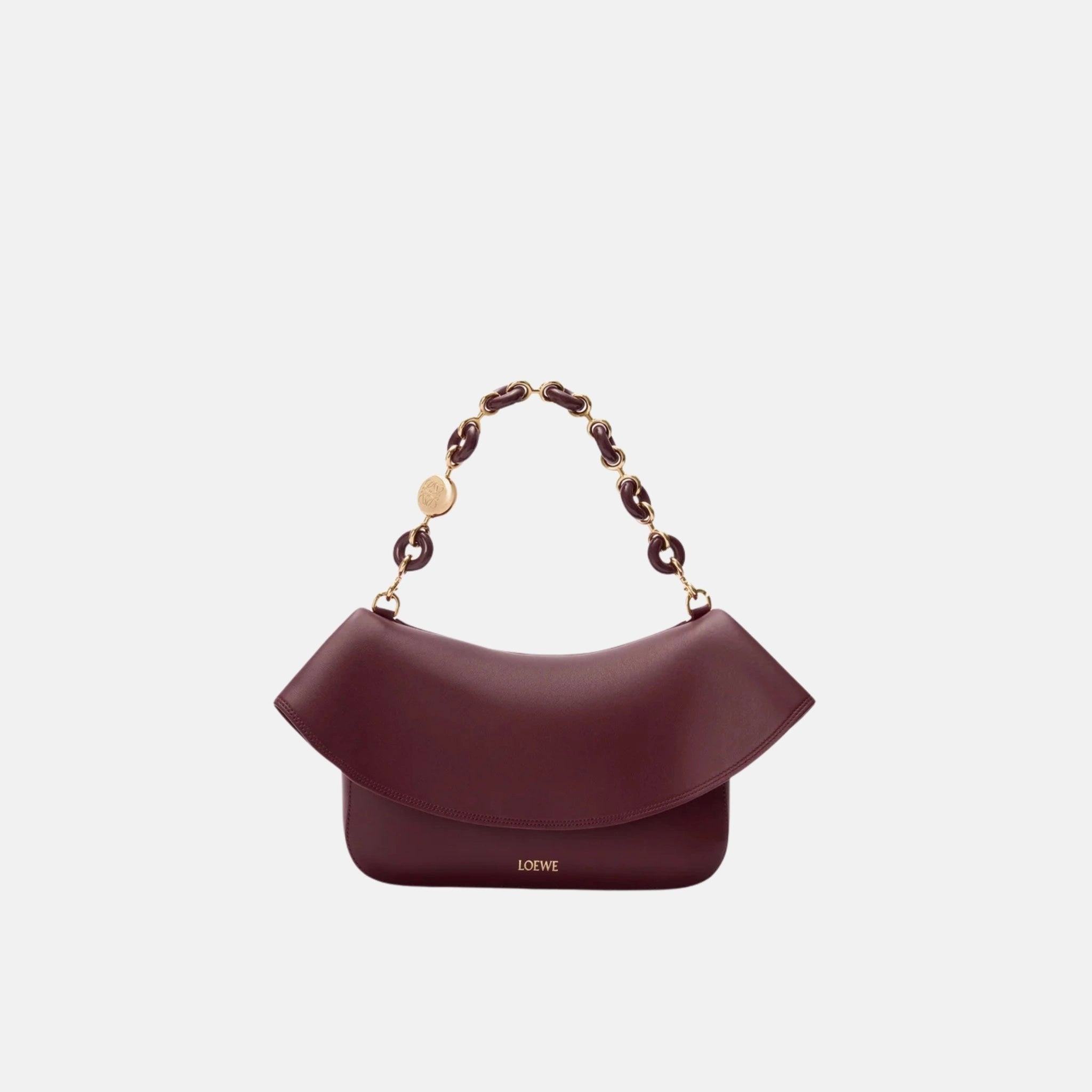 Loewe Medium Ola Bag in Smooth Calfskin, Burgundy, Full