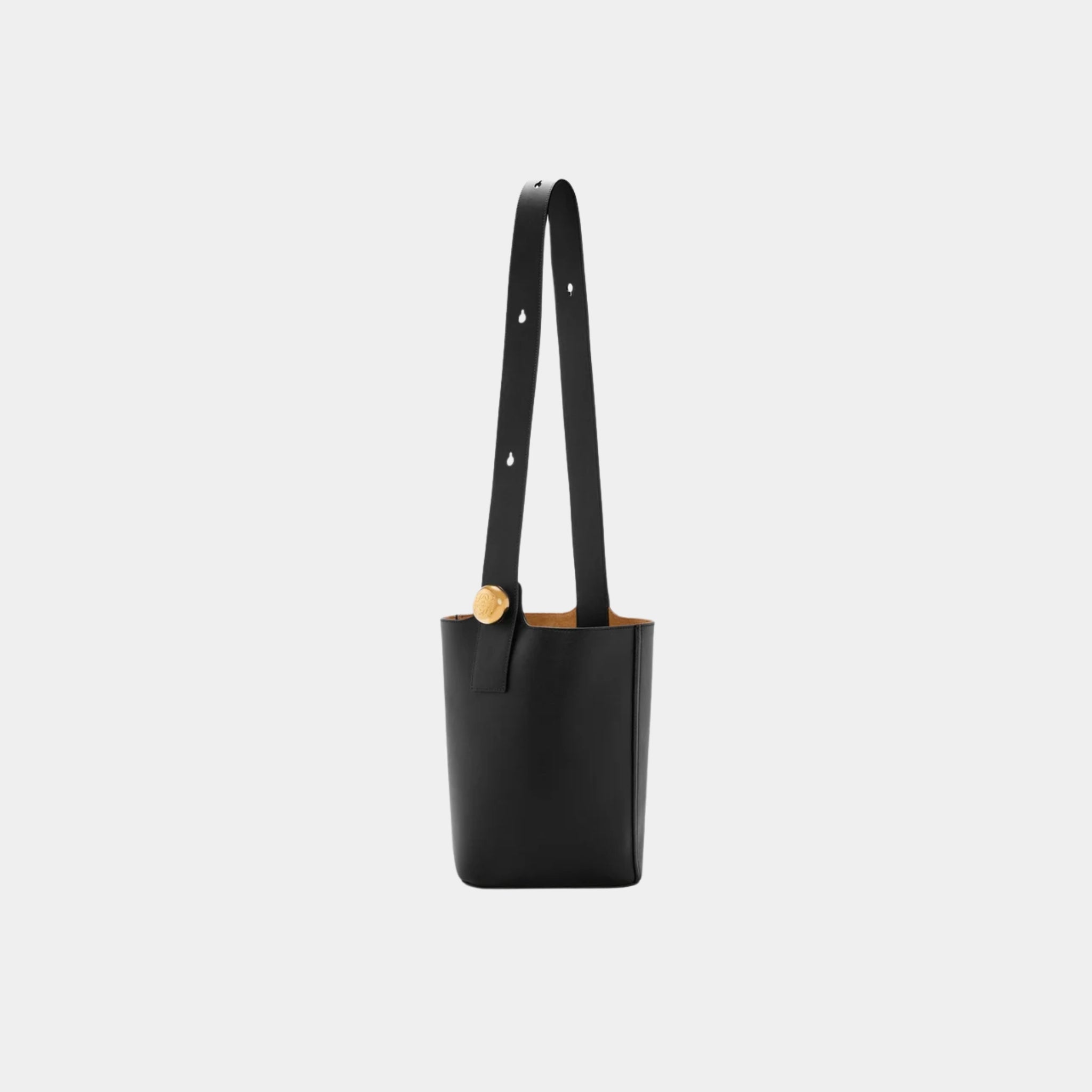 Loewe Medium Pebble Bucket Bag Smooth Calf Leather, Black, Back