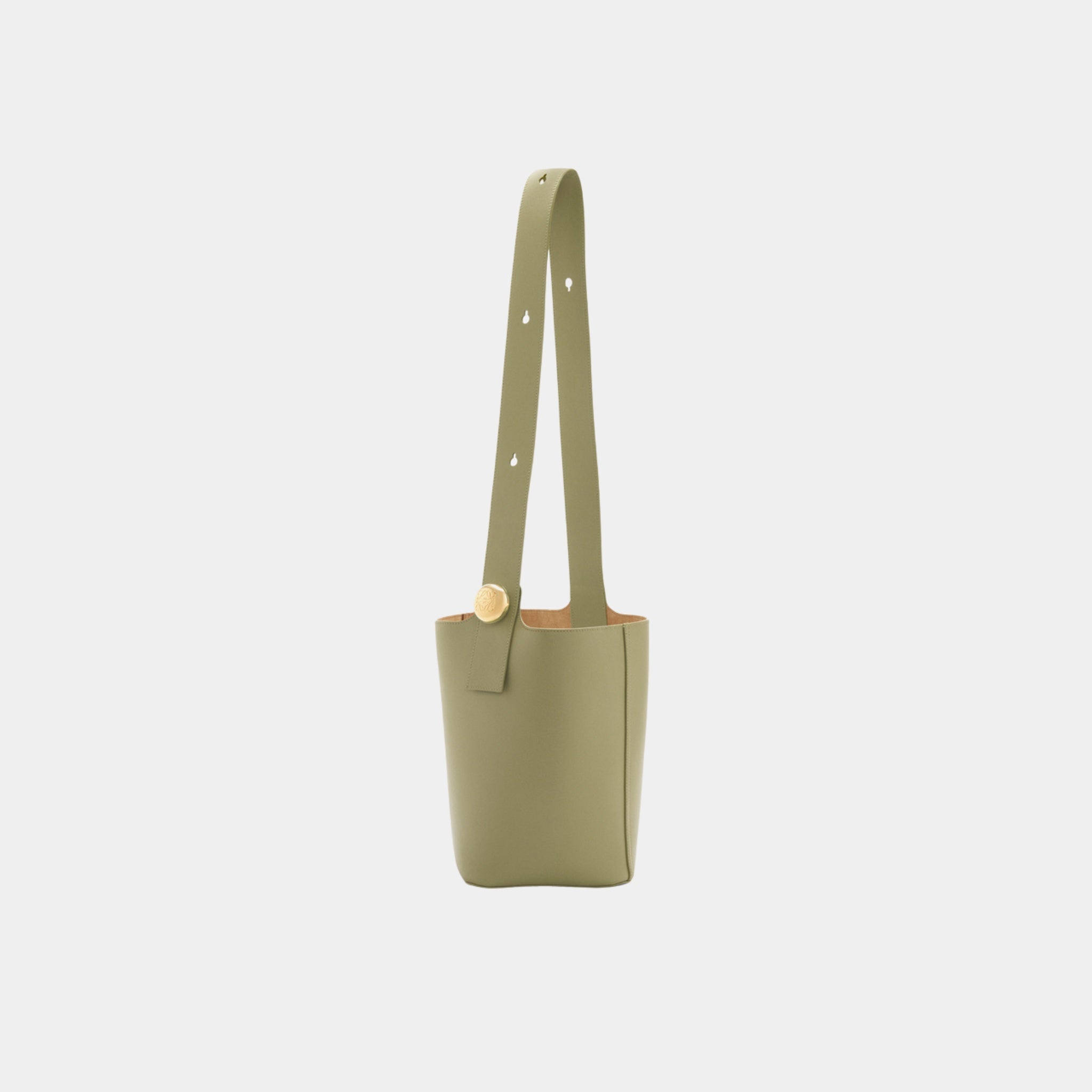 Loewe Medium Pebble Bucket Bag Smooth Calf Leather, Eucalyptus Green, Back