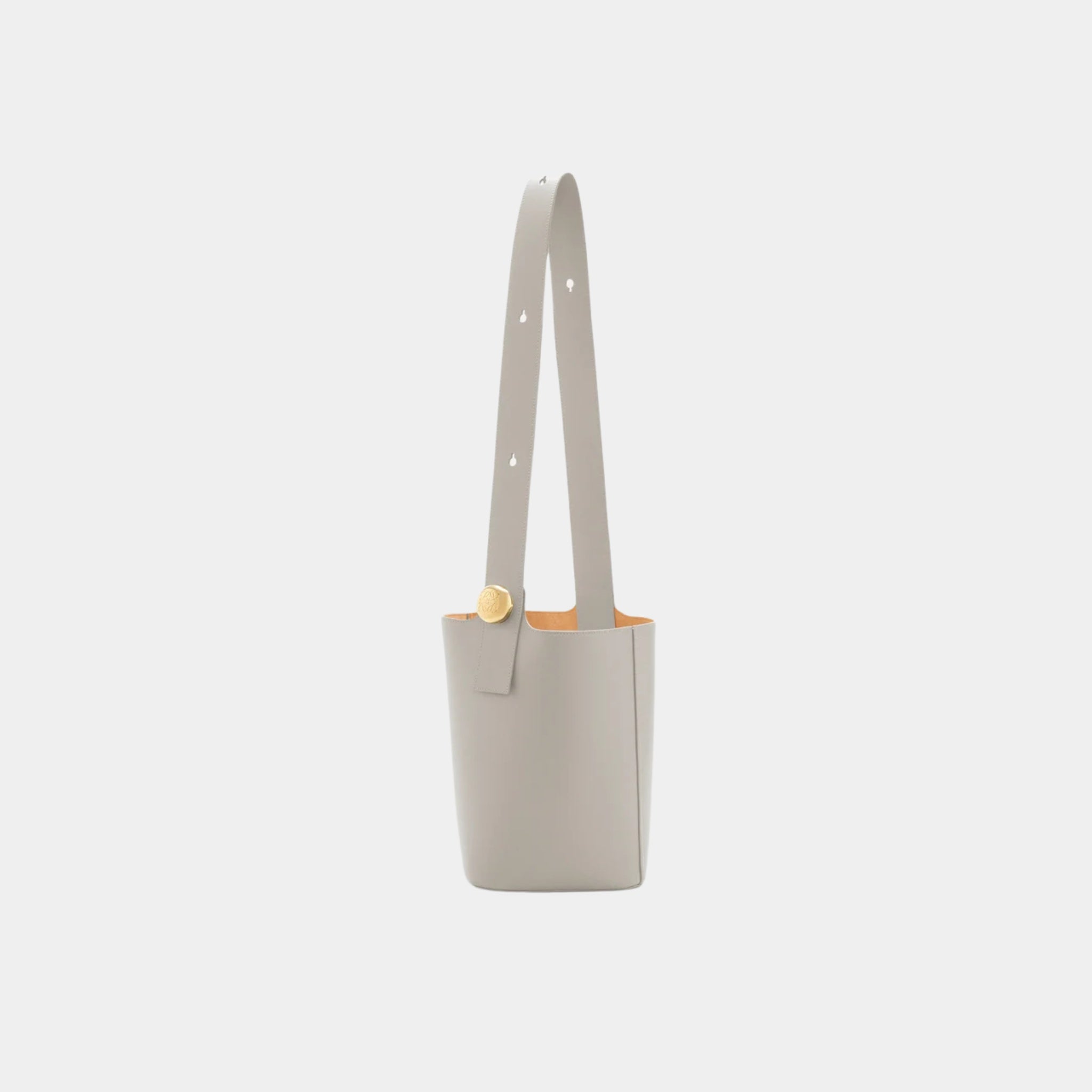 Loewe Medium Pebble Bucket Bag Smooth Calf Leather, Shell Grey, Back