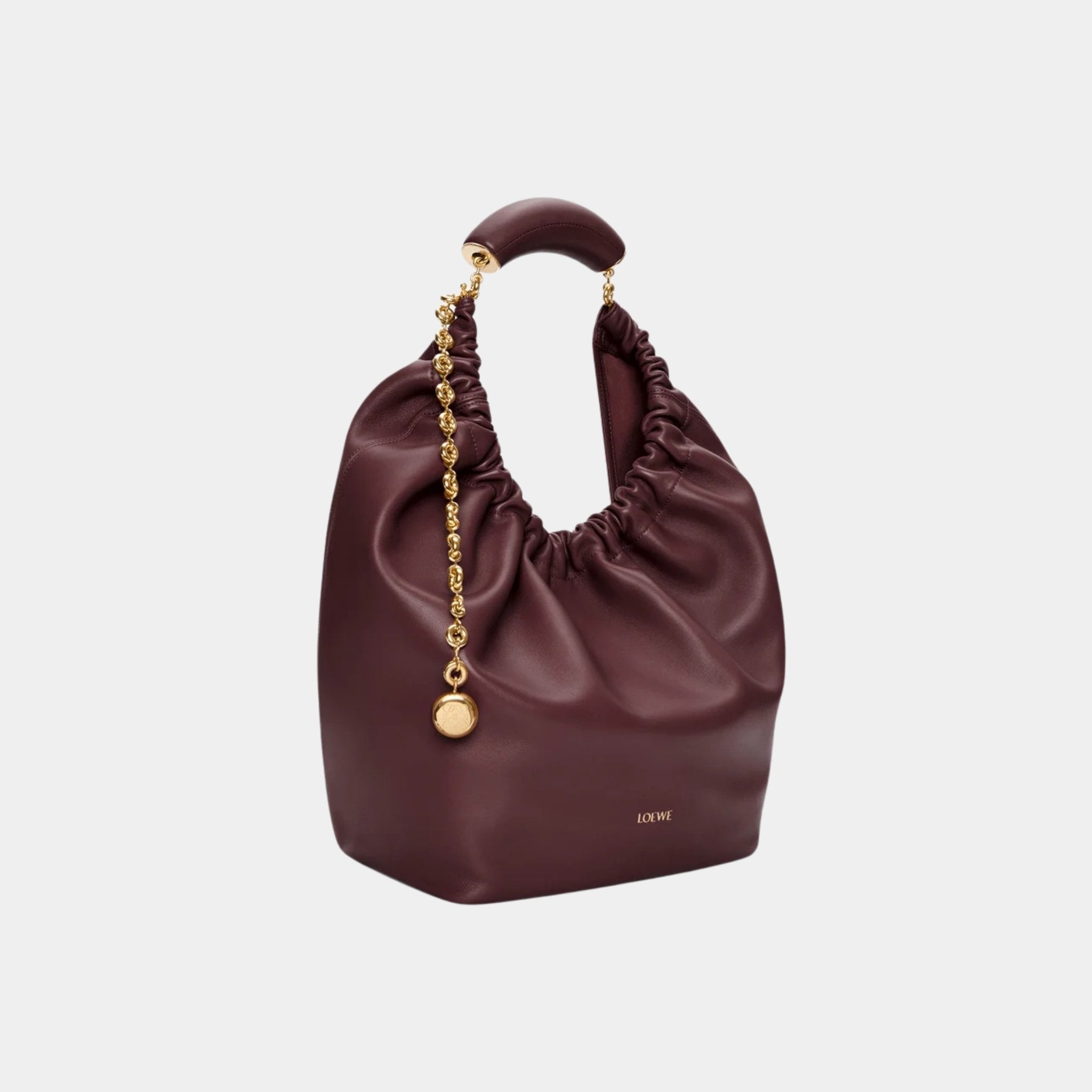 Loewe Medium-sized Squeeze Bag Velvety Nappa Lambskin, Dark Burgundy, Side