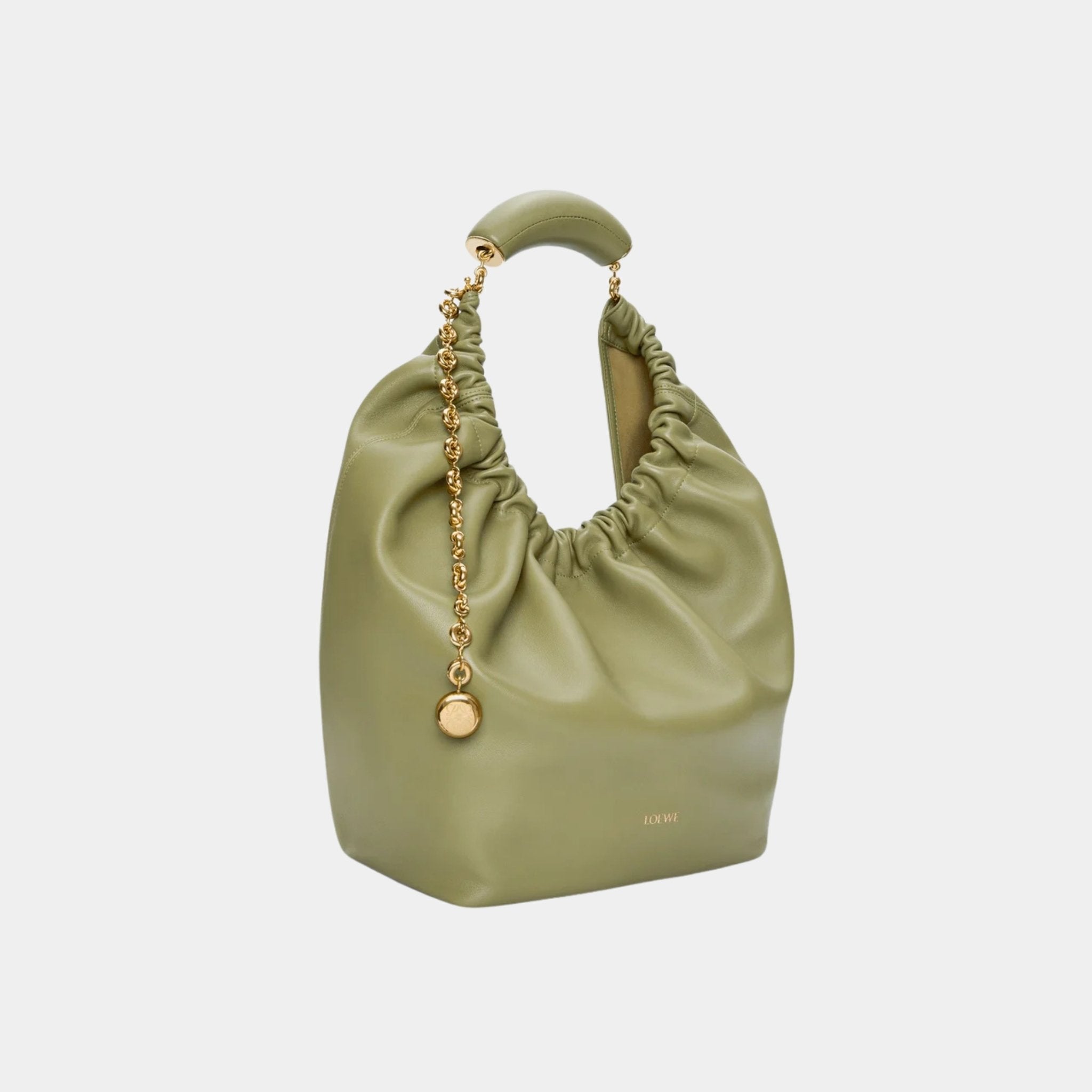 Loewe Medium-sized Squeeze Bag Velvety Nappa Lambskin, Eucalyptus Green, Side