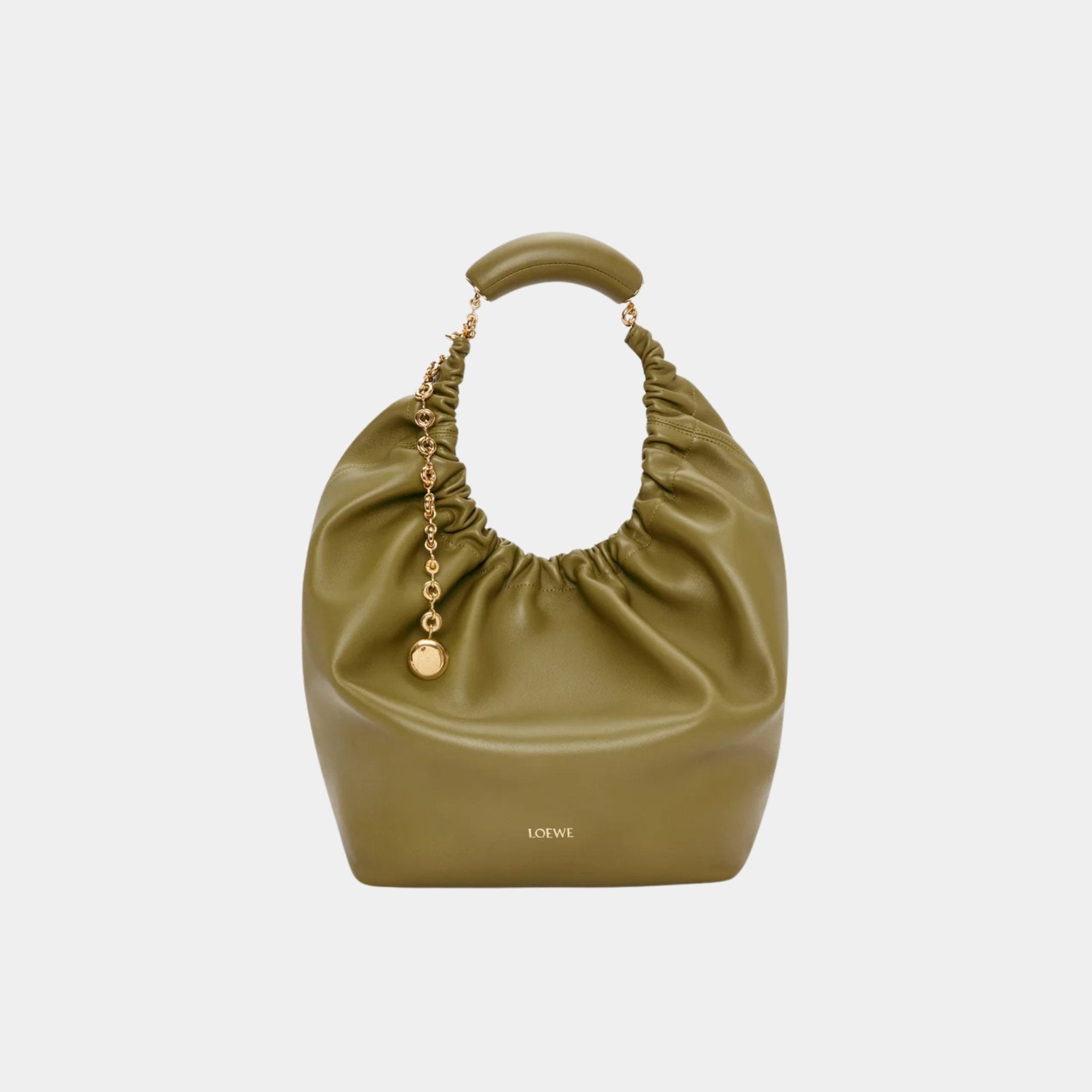 Loewe Medium-sized Squeeze Bag Velvety Nappa Lambskin, Olive Green, Front