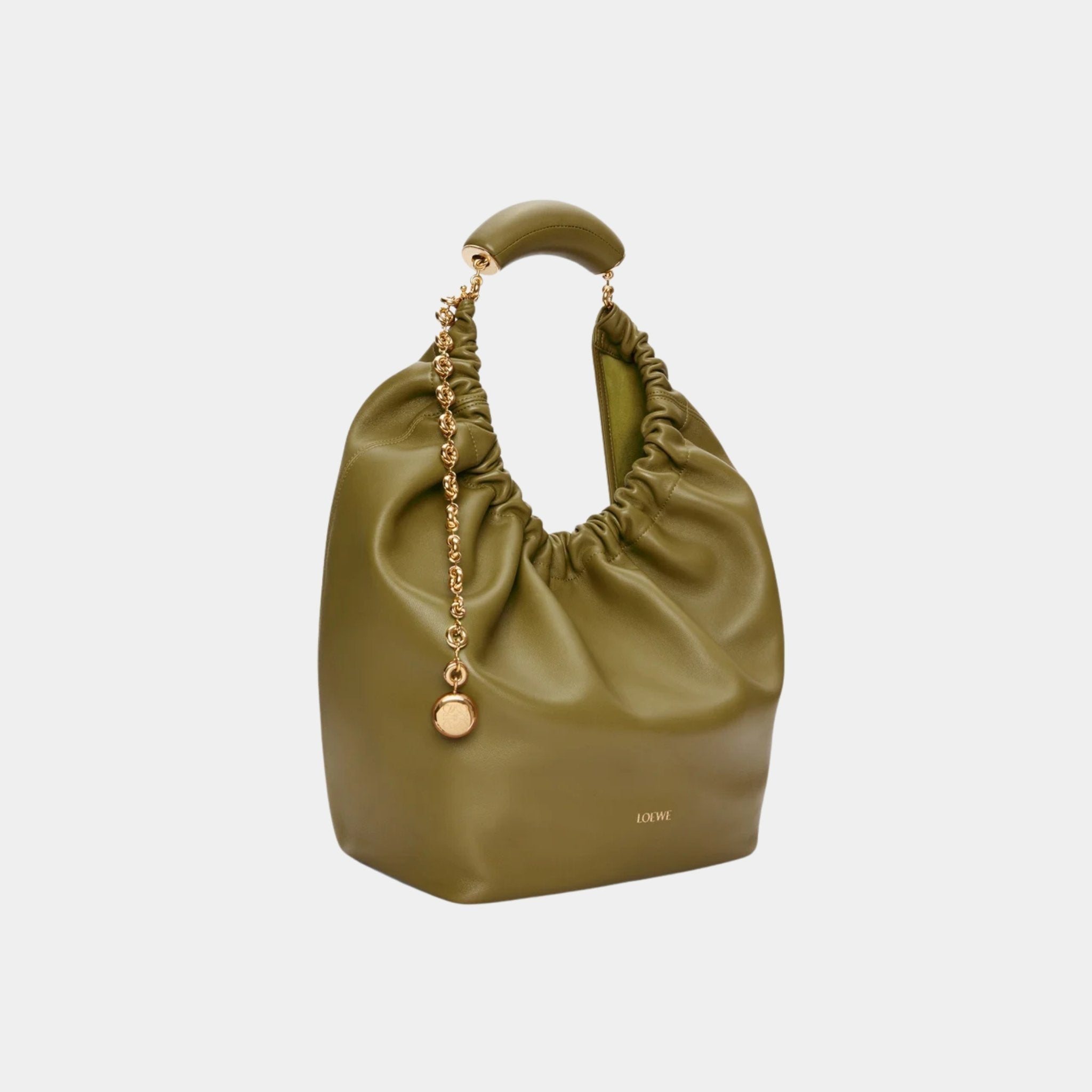 Loewe Medium-sized Squeeze Bag Velvety Nappa Lambskin, Olive Green, Side