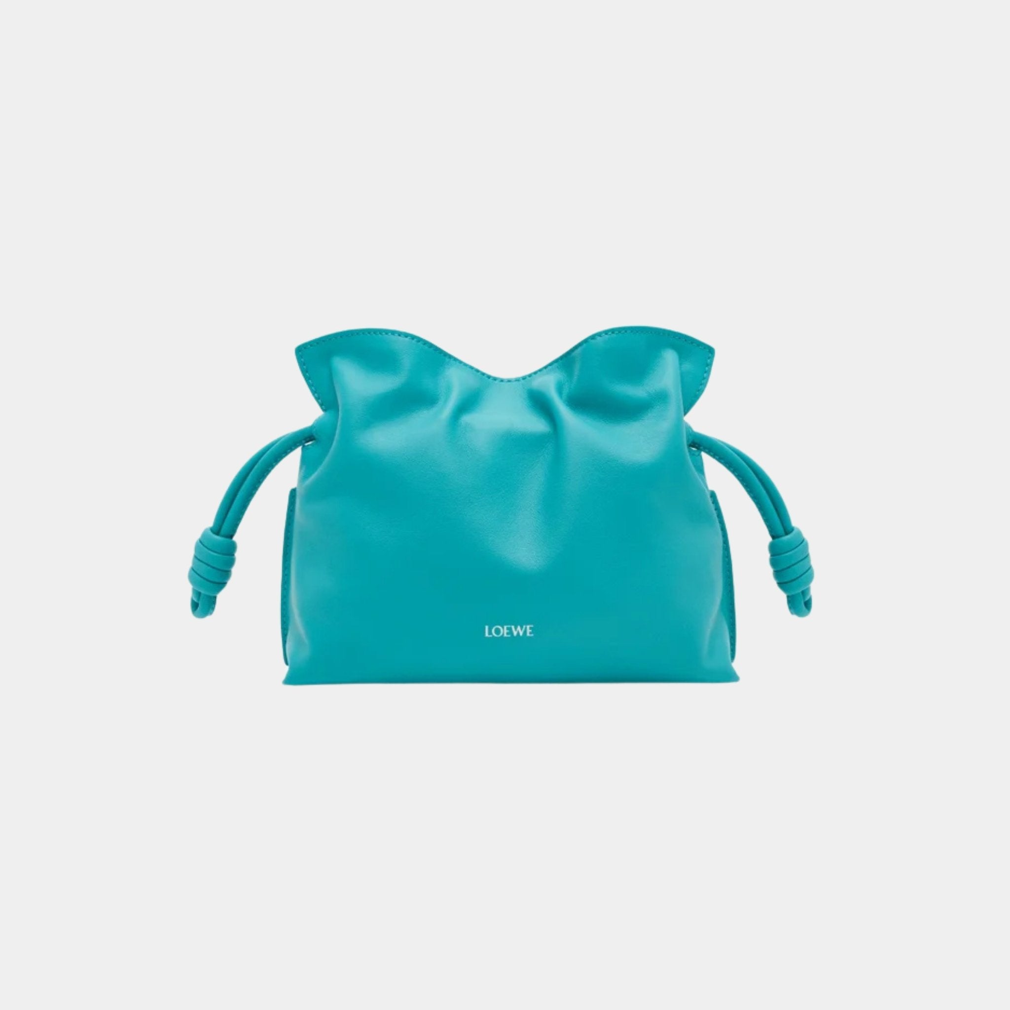 Loewe Mini Flamenco Clutch In Nappa Calfskin, Deep Turquoise, Front