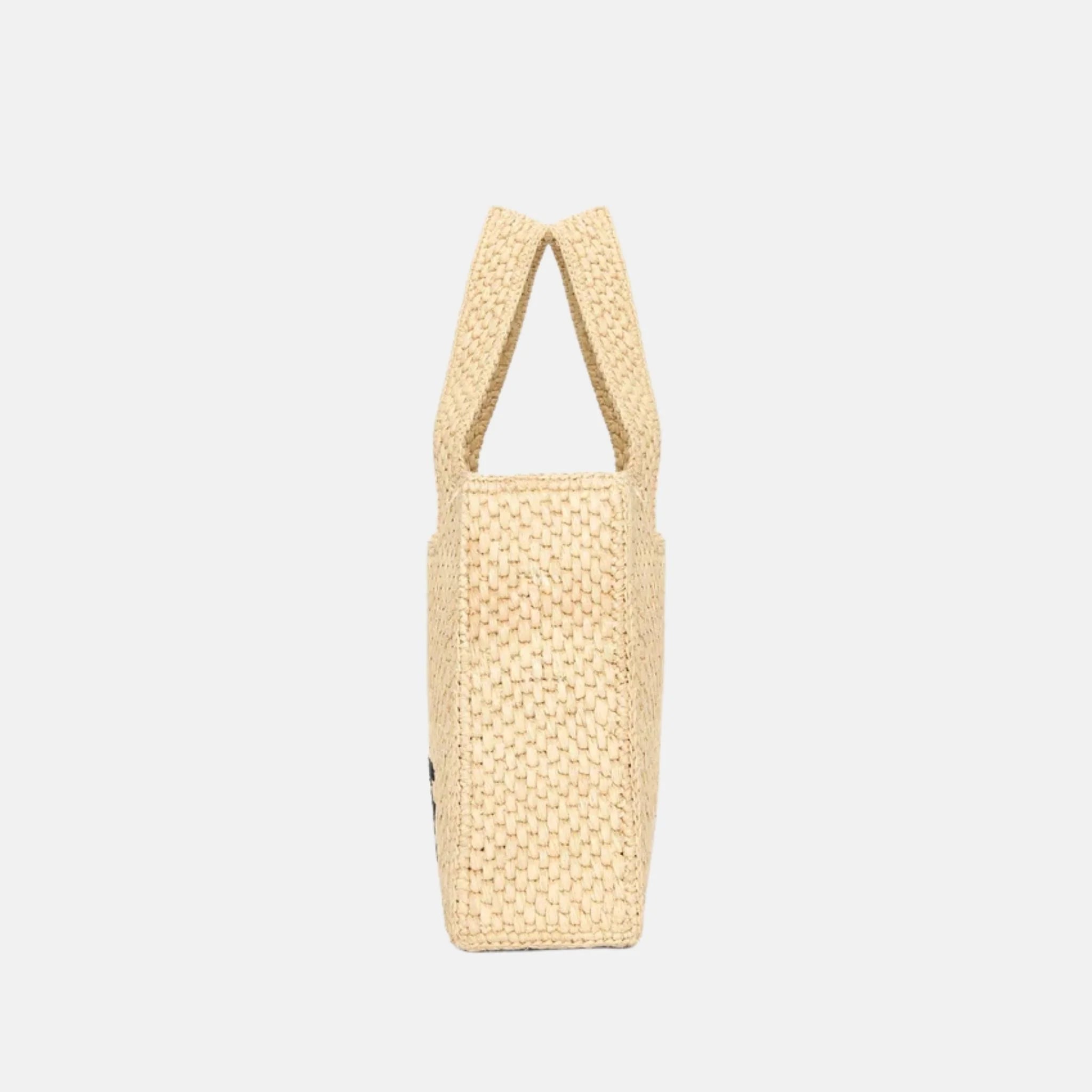 Loewe Mini Font Tote in Natural Raffia, Side