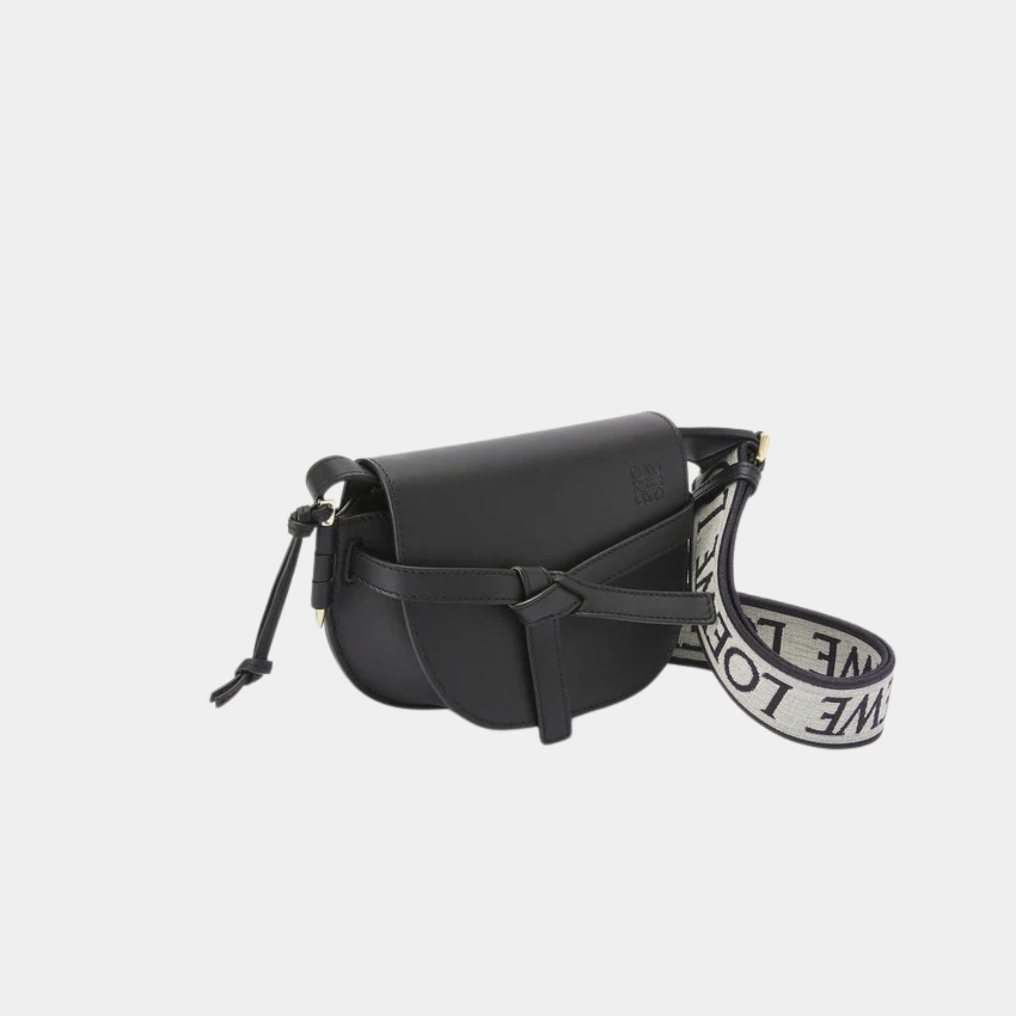 Loewe Mini Gate Dual Bag Soft Calf Leather and Jacquard, Black, Side