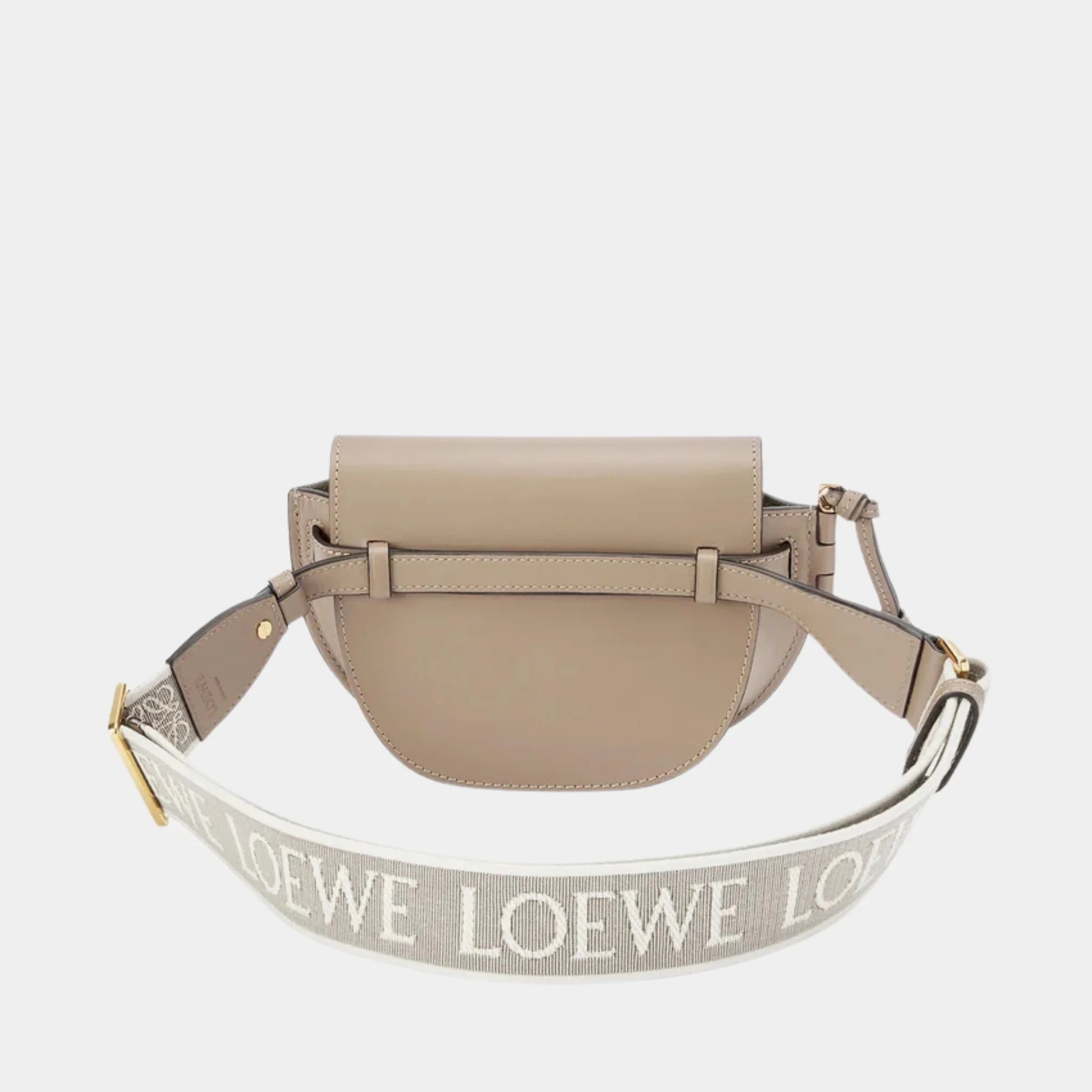 Loewe XXL Puzzle Fold Tote in Canvas Jacquard and Calfskin, Sand, Back