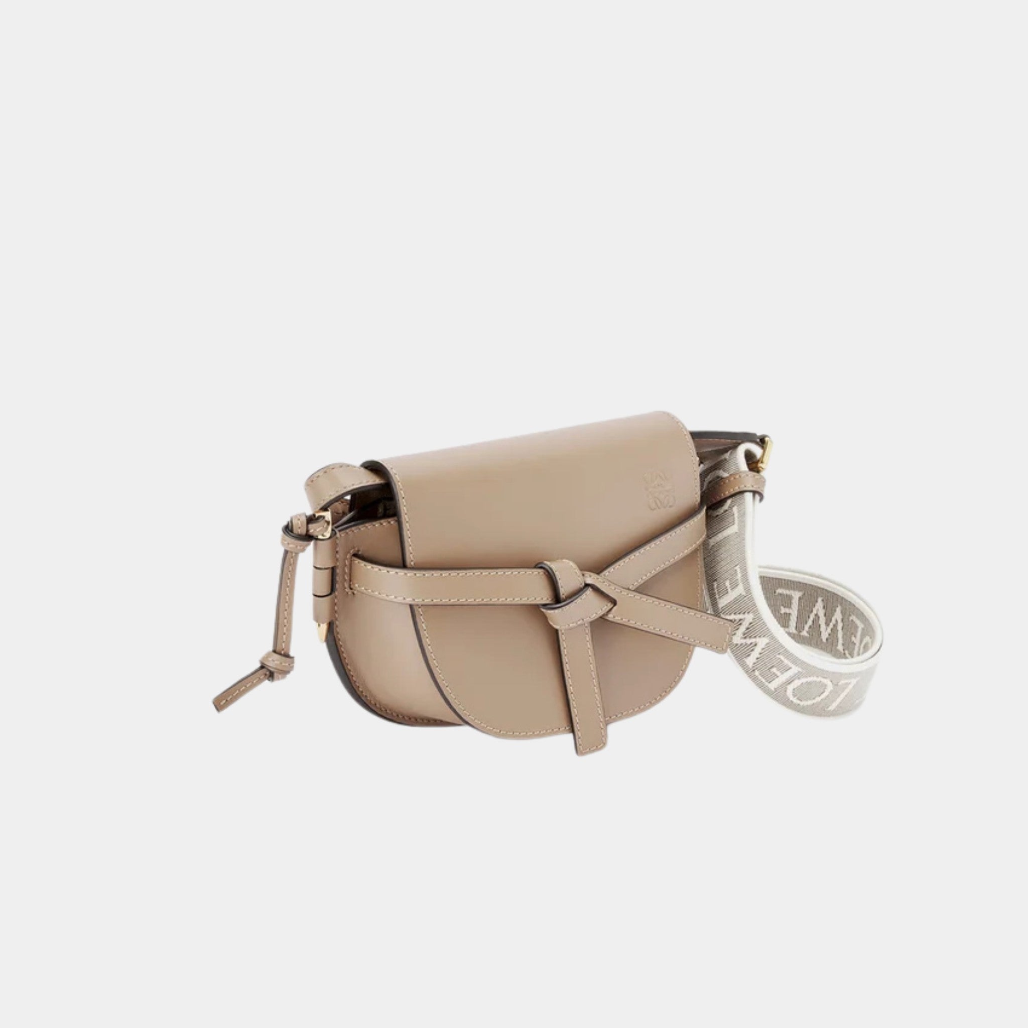 Loewe Mini Gate Dual Bag Soft Calf Leather and Jacquard, Sand, Side