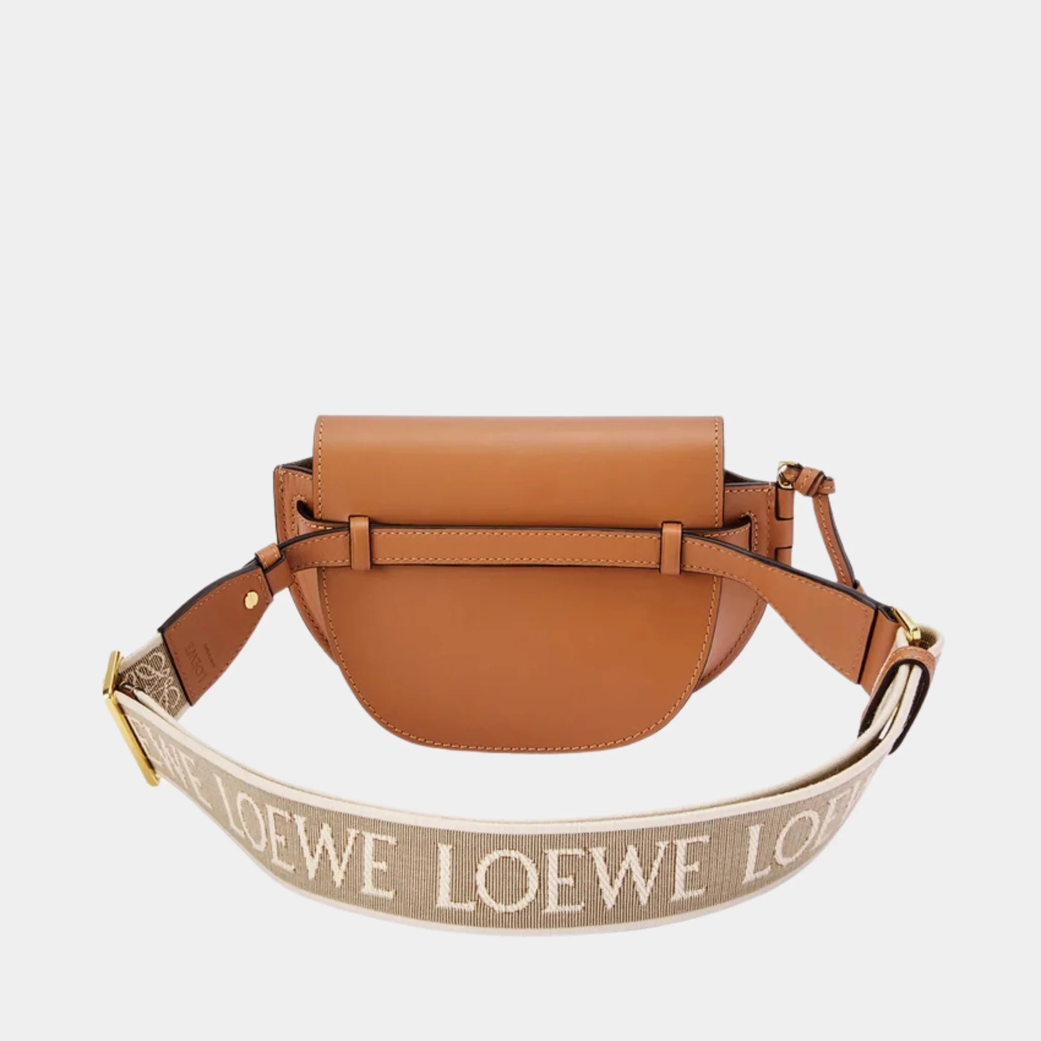 Loewe XXL Puzzle Fold Tote in Canvas Jacquard and Calfskin, Tan, Back