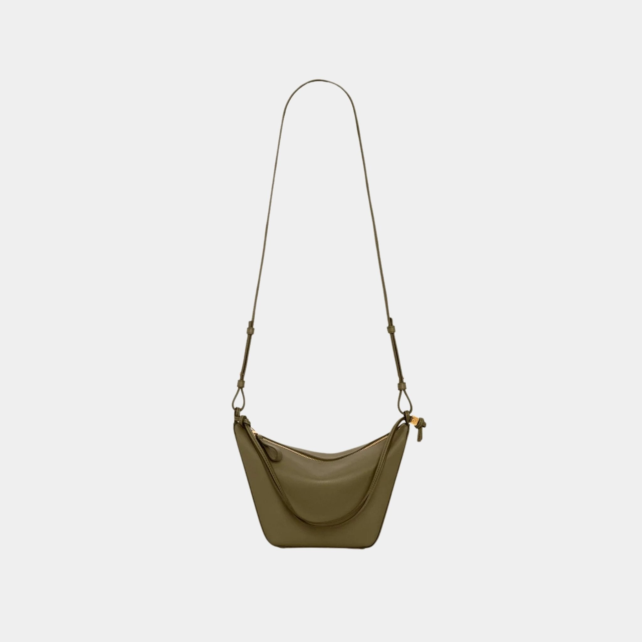 Loewe Mini Hammock Hobo In Classic Calfskin, Dark Khaki, Strap