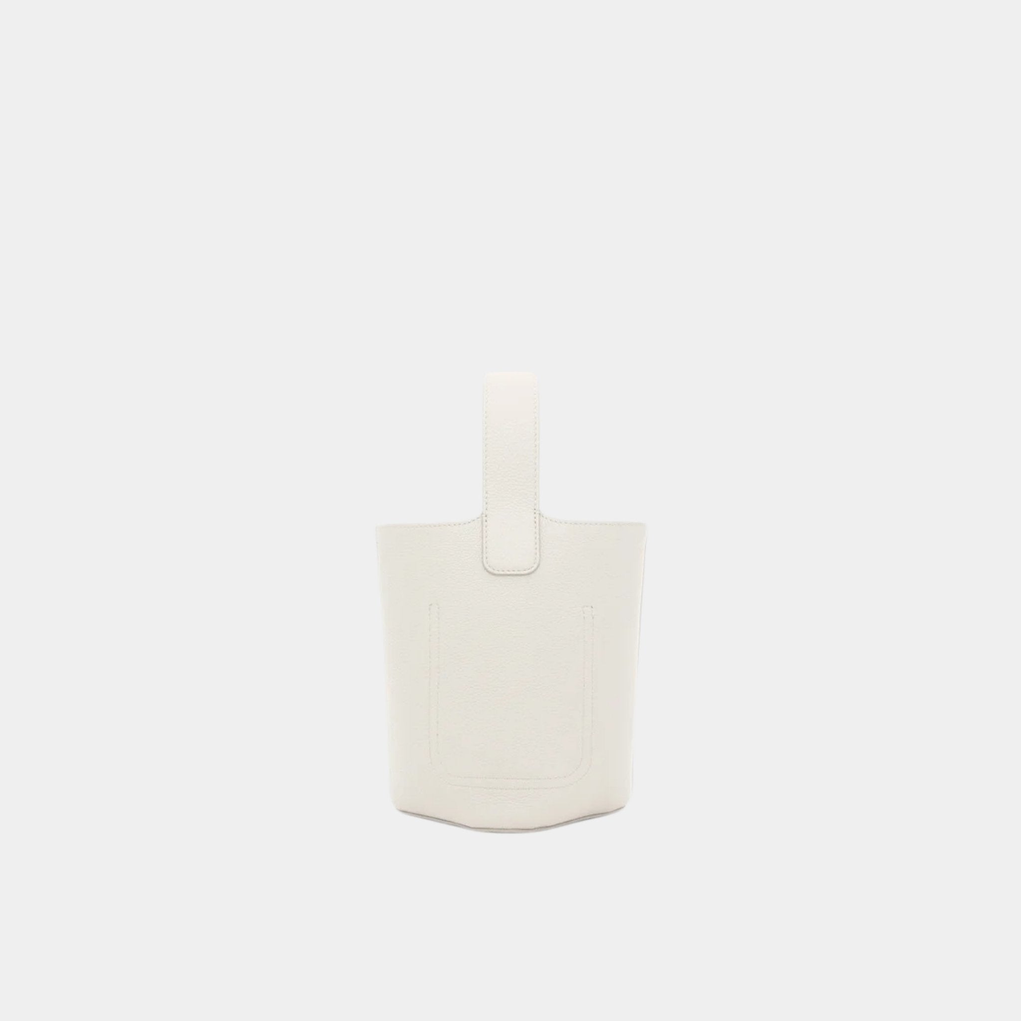 Loewe Mini Pebble Bucket Bag In Soft Grained Calfskin, Soft White, Back