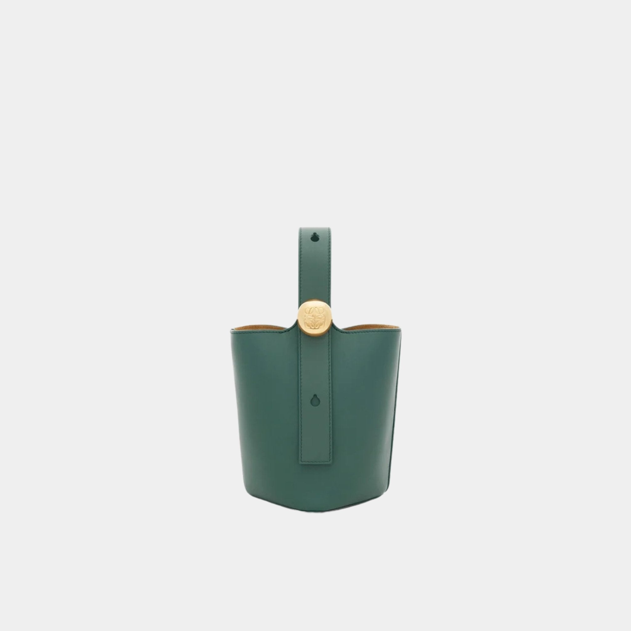 Loewe Mini Pebble Bucket In Smooth Calfskin, Vetiver, Front