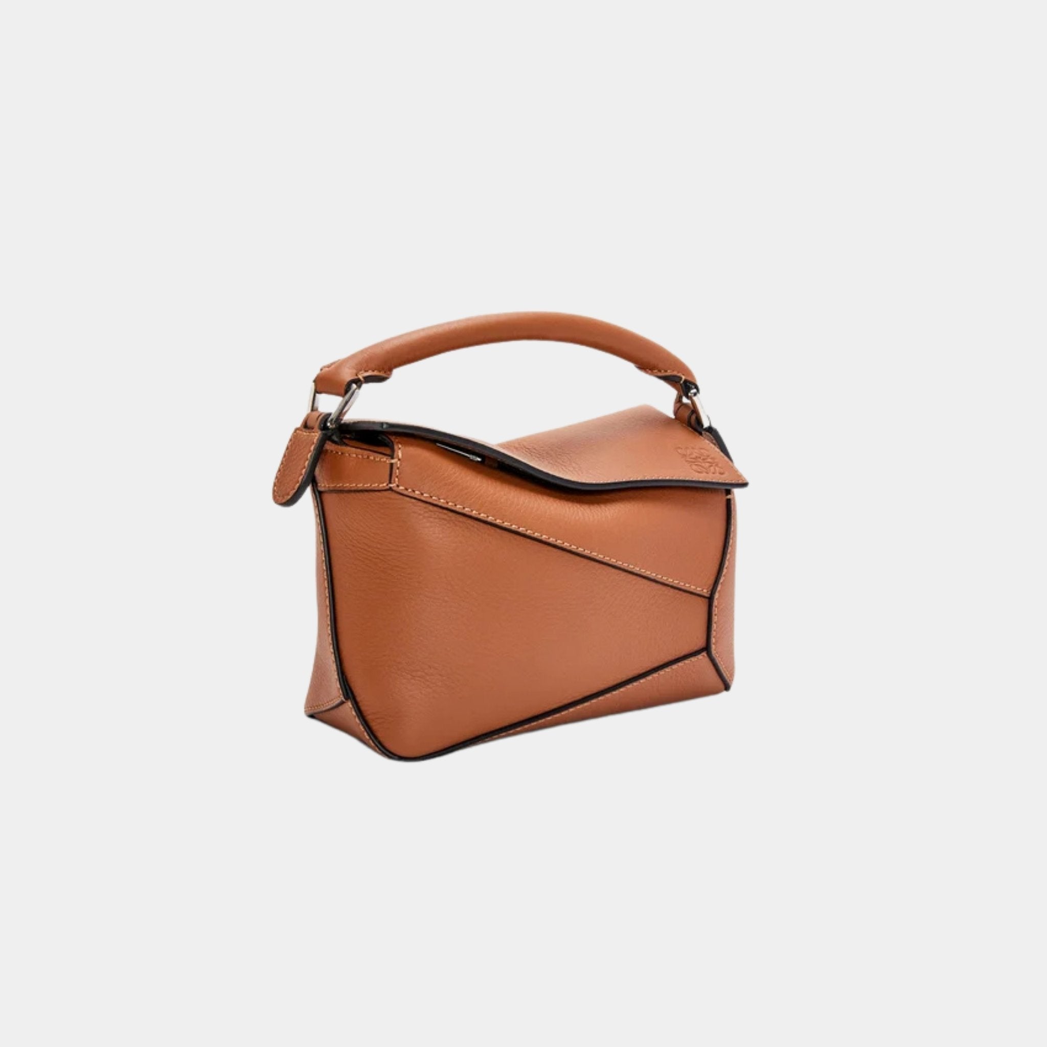 Loewe Mini Puzzle Edge Bag Classic Calf Leather, Tan, Side