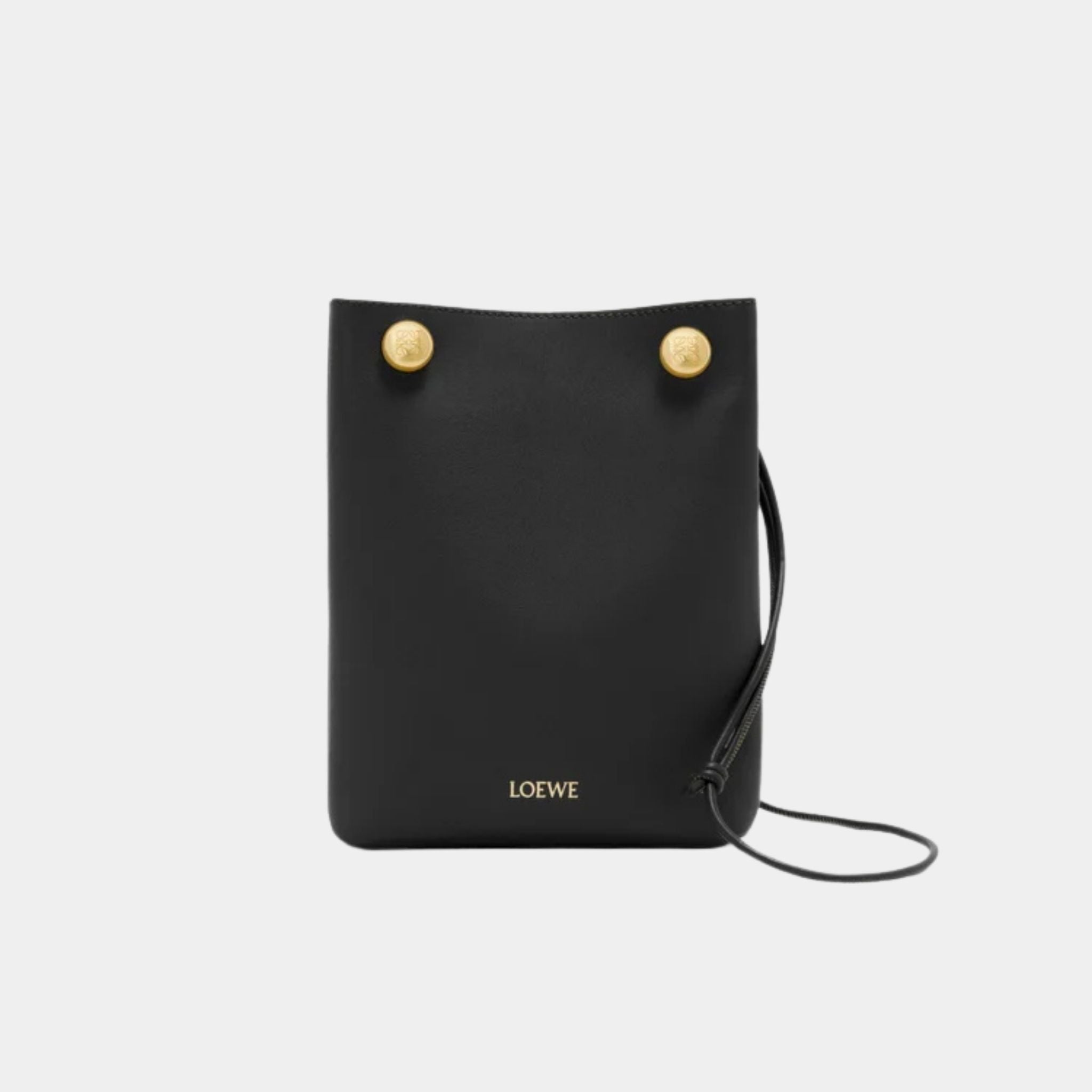 Loewe Pebble Pochette in Smooth Calfskin, Black, Front