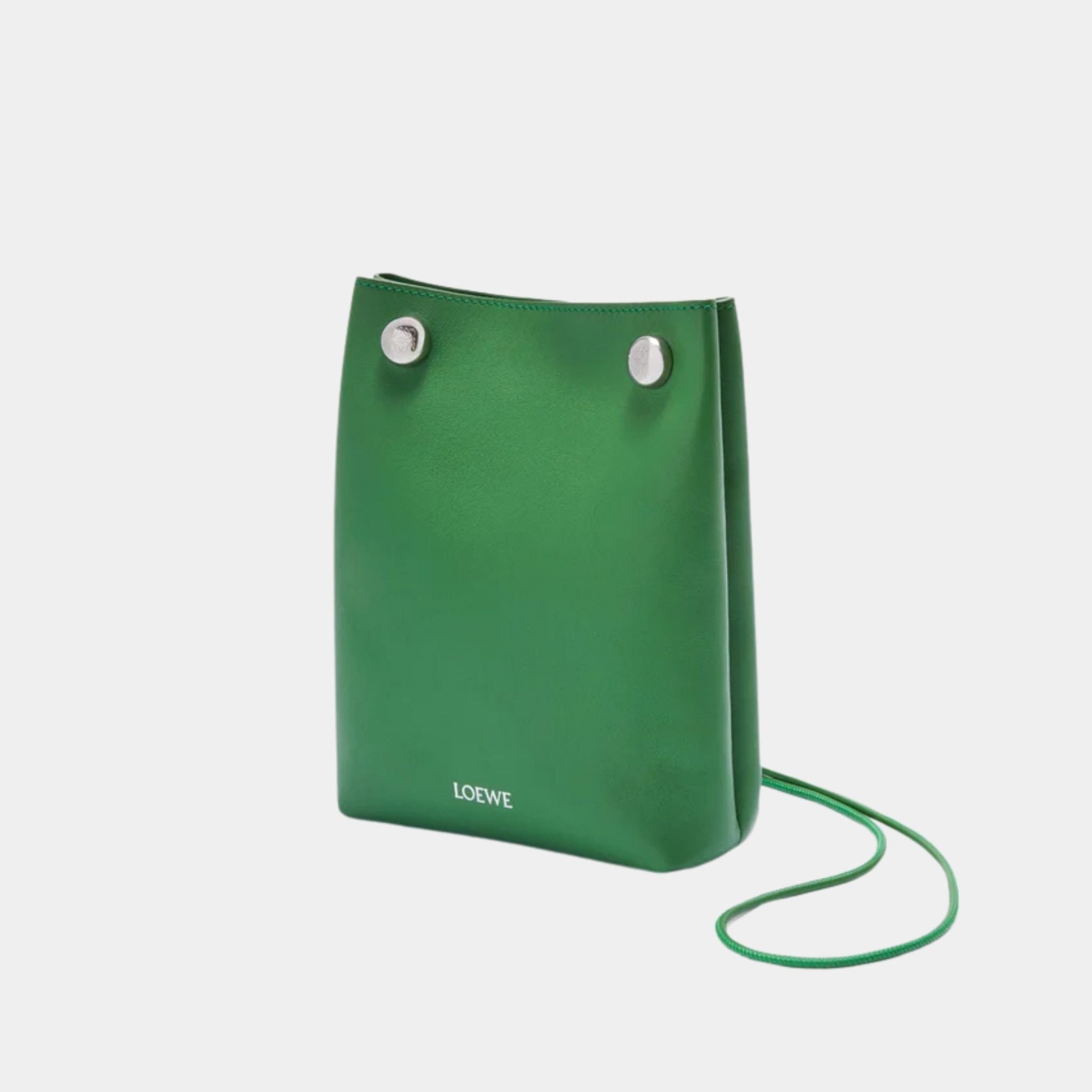 Loewe Pebble Pochette in Smooth Calfskin, Tropical Green, Side