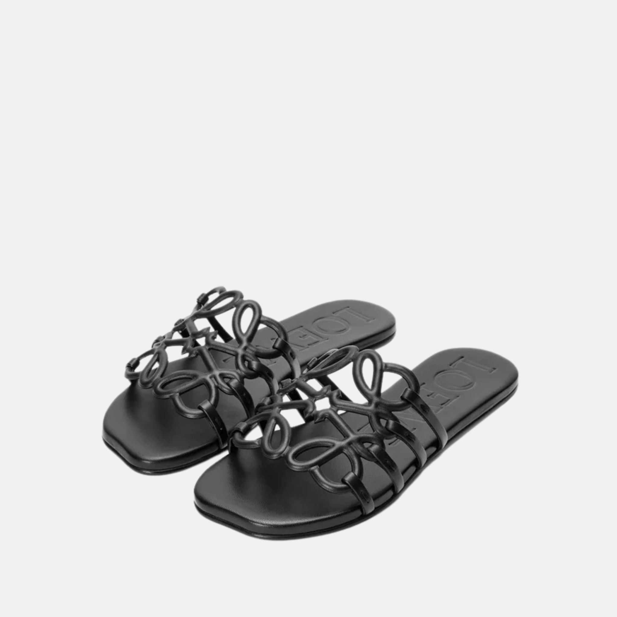 Loewe Petal Anagram Slide In Soft Calfskin, Back, Front