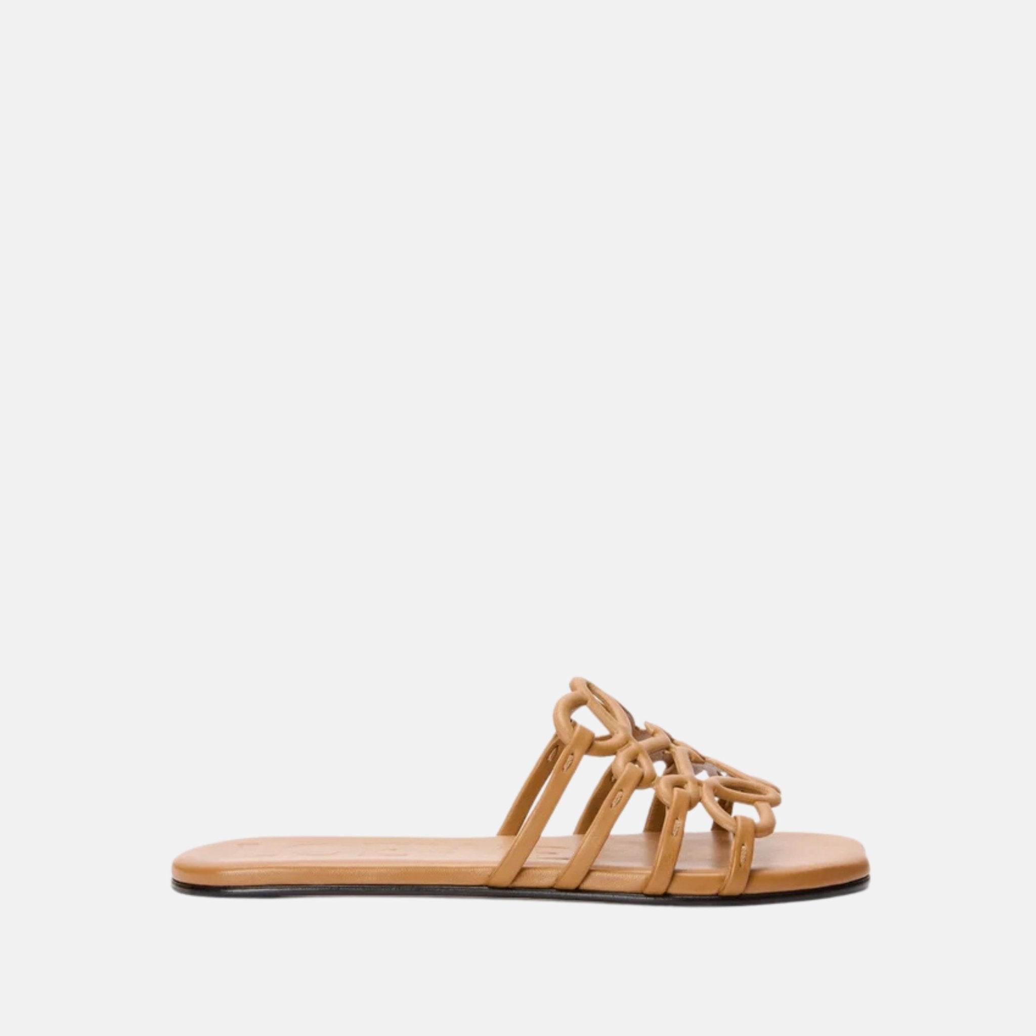 Loewe Petal Anagram Slide In Soft Calfskin, Camel, Side