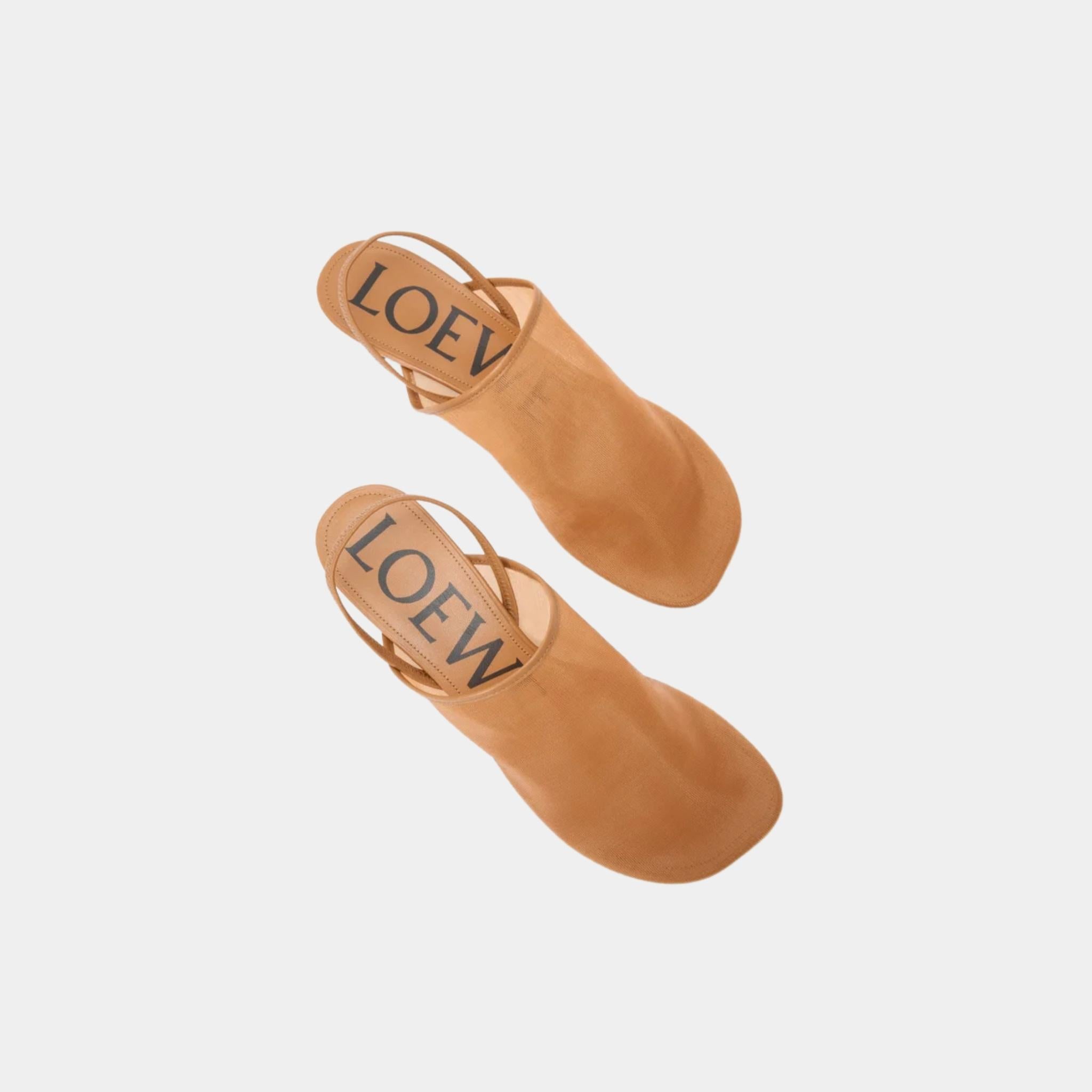 Loewe Petal Slingback Heel Sandal In Mesh, Tan, Top