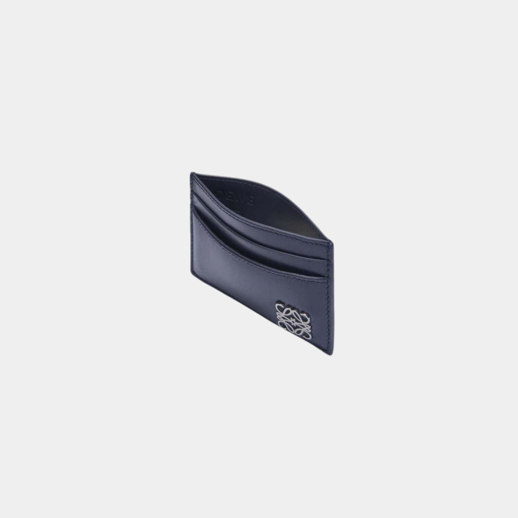 Loewe Puffer Anagram Plain Cardholder In Shiny Nappa Calfskin, Deep Navy, Top