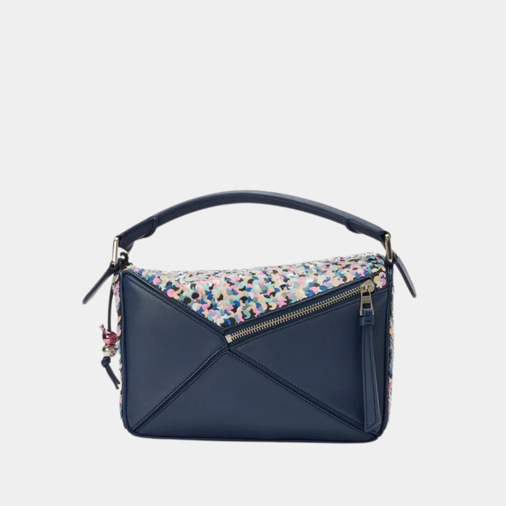 Loewe Puzzle 10 Confetti Bag in Classic Calfskin, Back