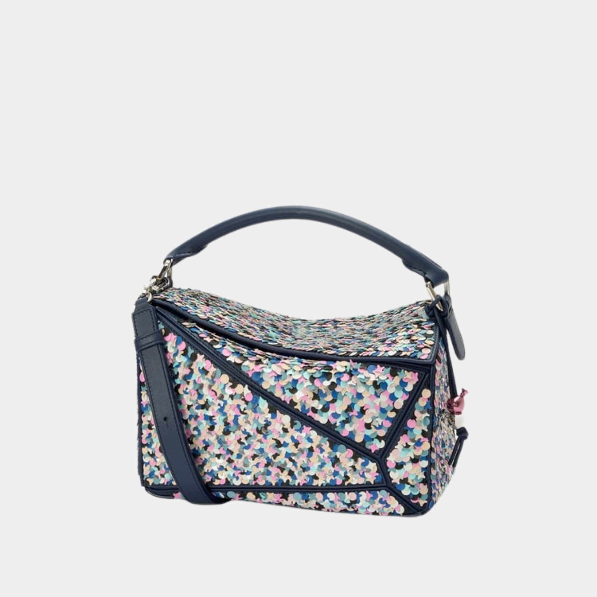 Loewe Puzzle 10 Confetti Bag in Classic Calfskin, Front