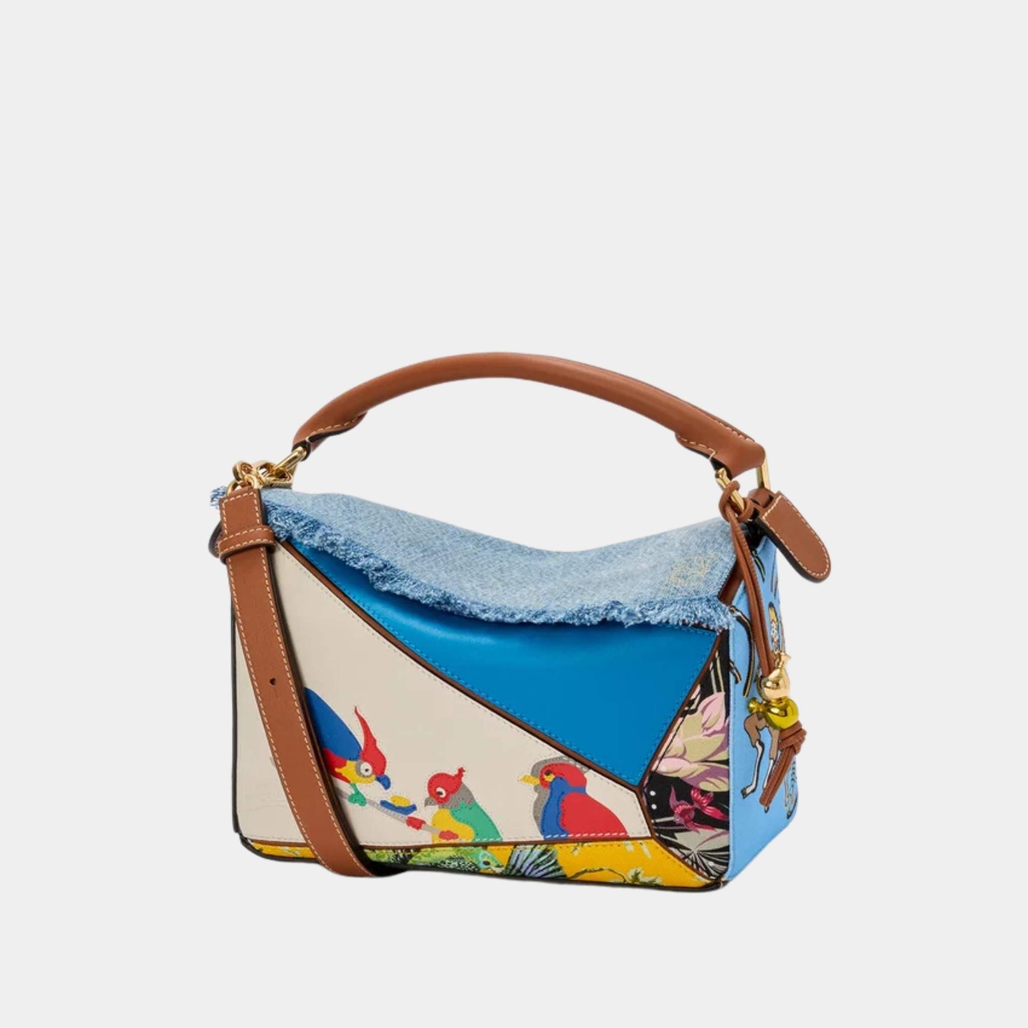 Loewe Puzzle 10 Paula Ibiza Parrot Re-edition Bag Calfskin and Textile, Front