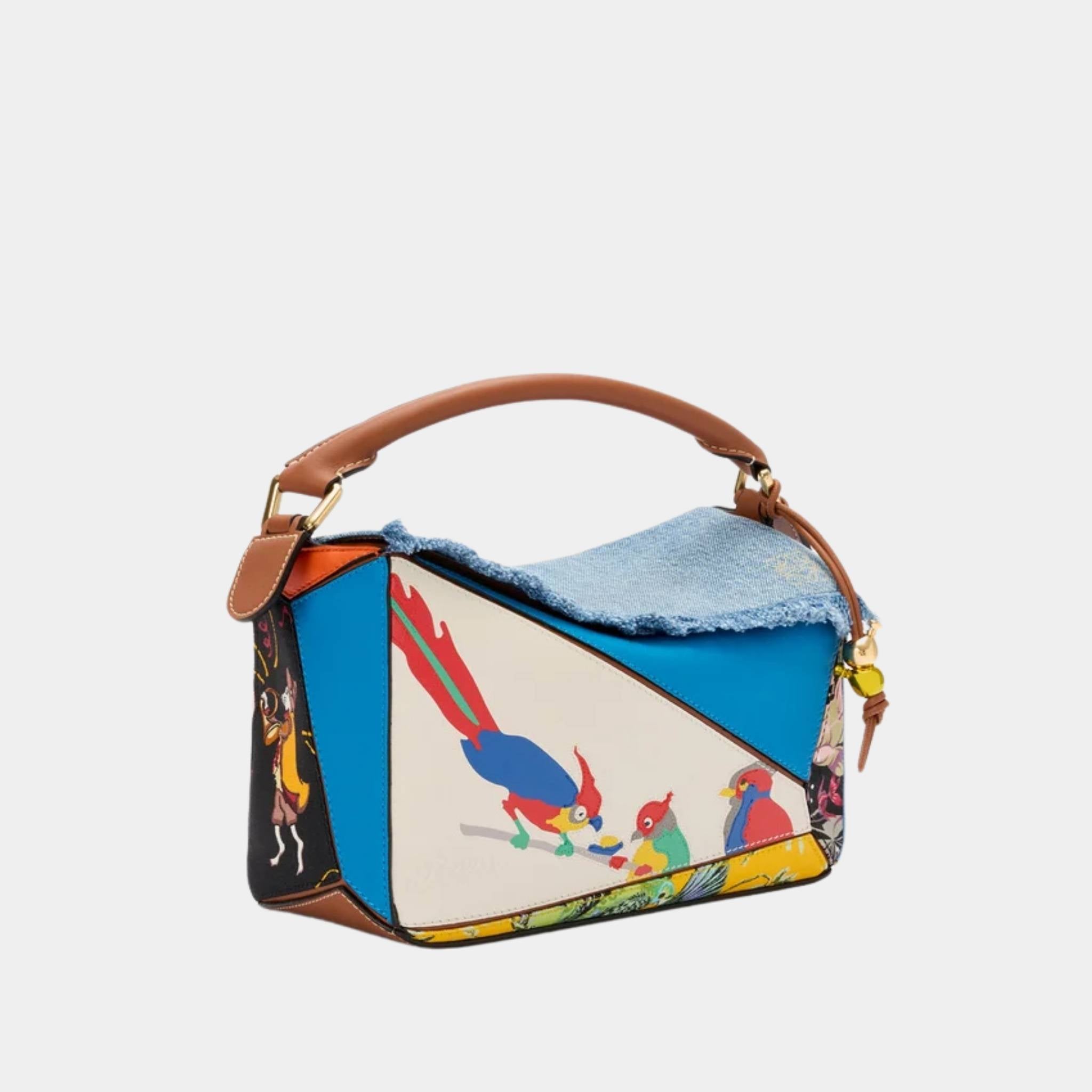 Loewe Puzzle 10 Paula Ibiza Parrot Re-edition Bag Calfskin and Textile, Side