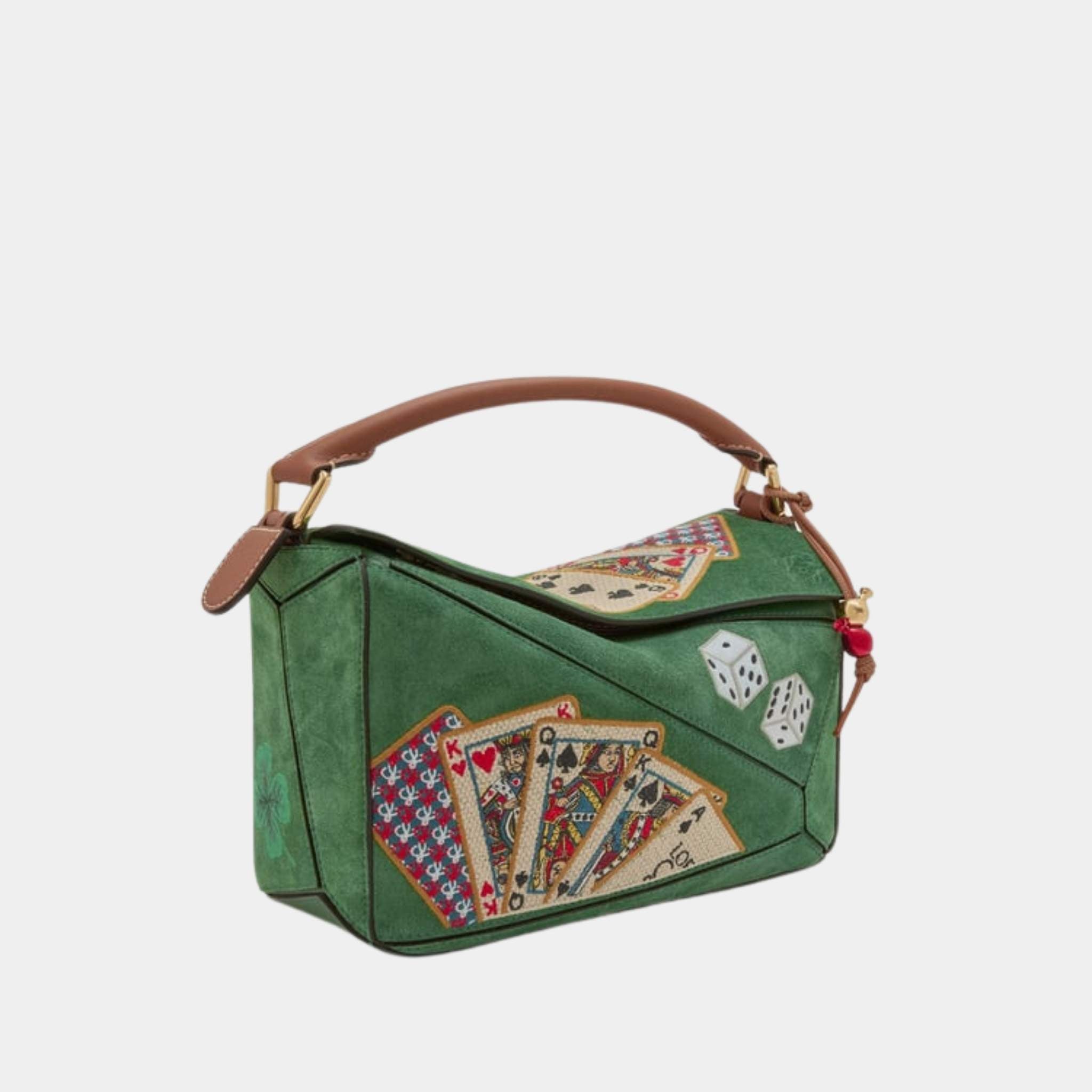 Loewe Puzzle 10 SS18 Runway Re-edition Bag in Calfskin Suede, Side