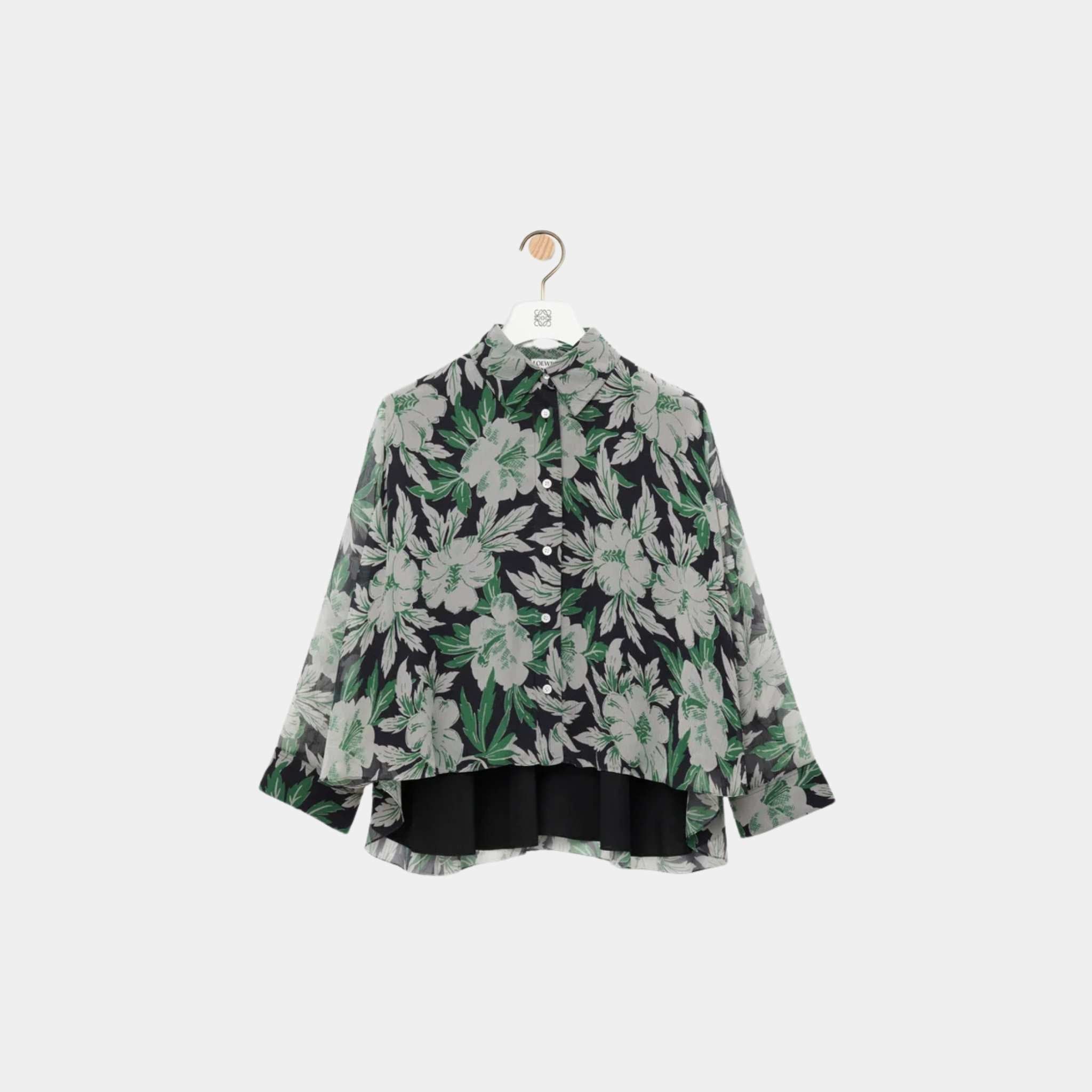 Loewe Shirt in Silk Hibiscus Floral Print, Front