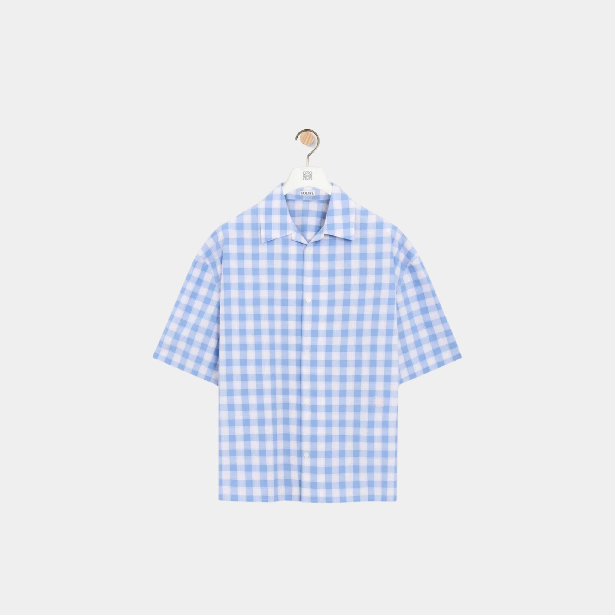 Loewe Short Sleeve Shirt in Cotton with Allover Check Pattern, Front