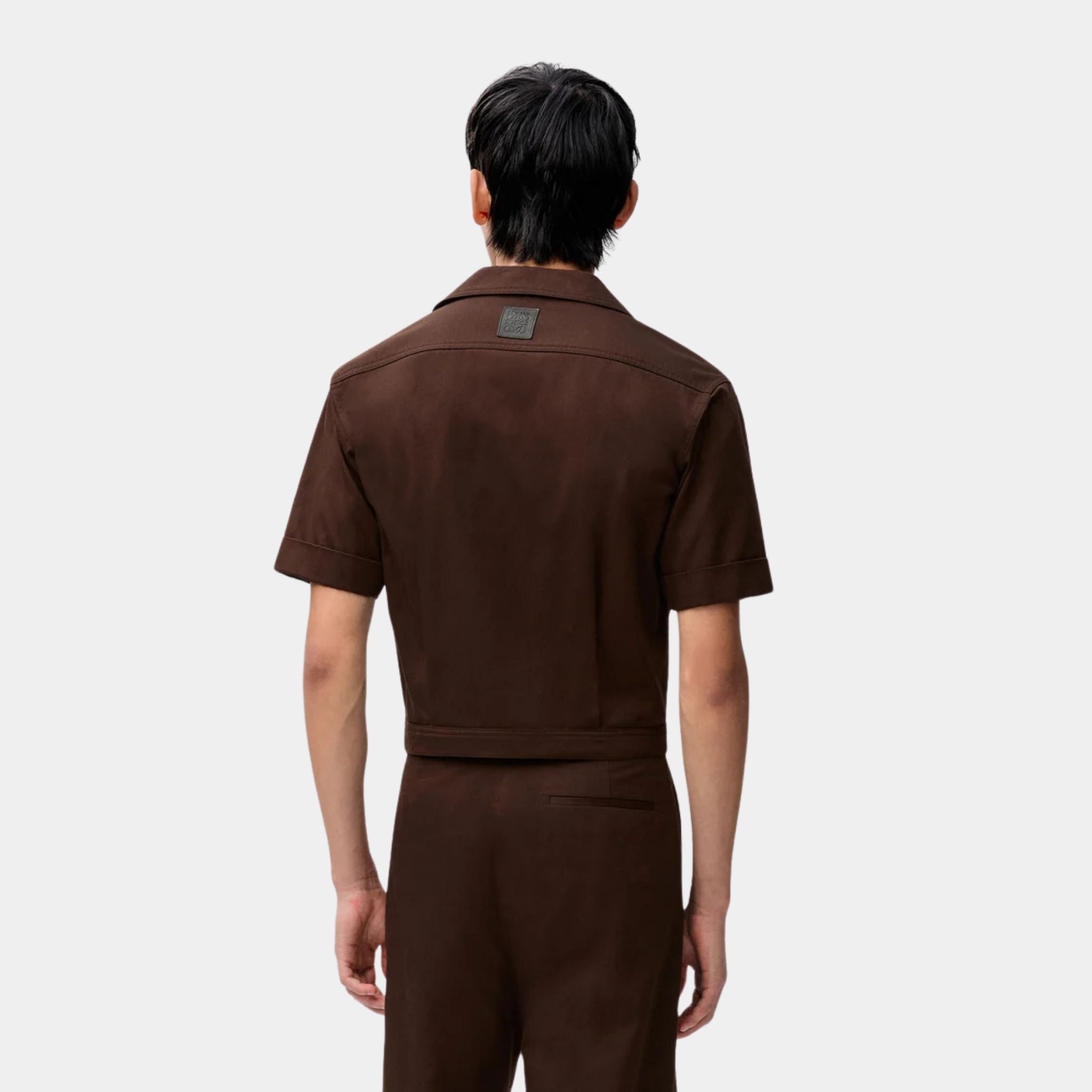 Loewe Short Sleeve Shirt in Lightweight Compact Cotton, Black