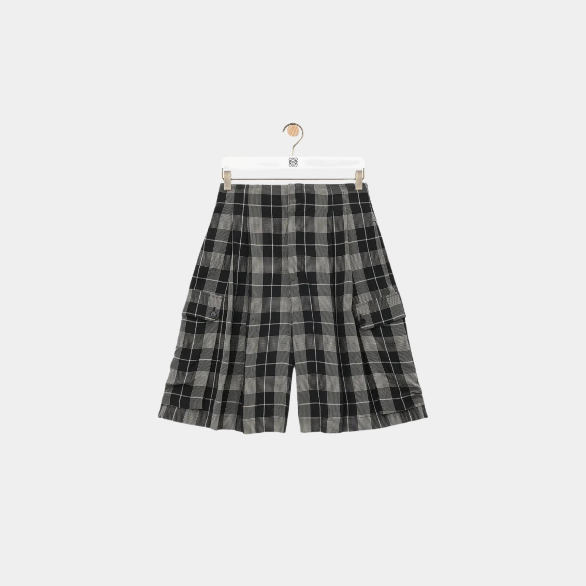Loewe Shorts in Viscose with Allover Check Pattern, Front