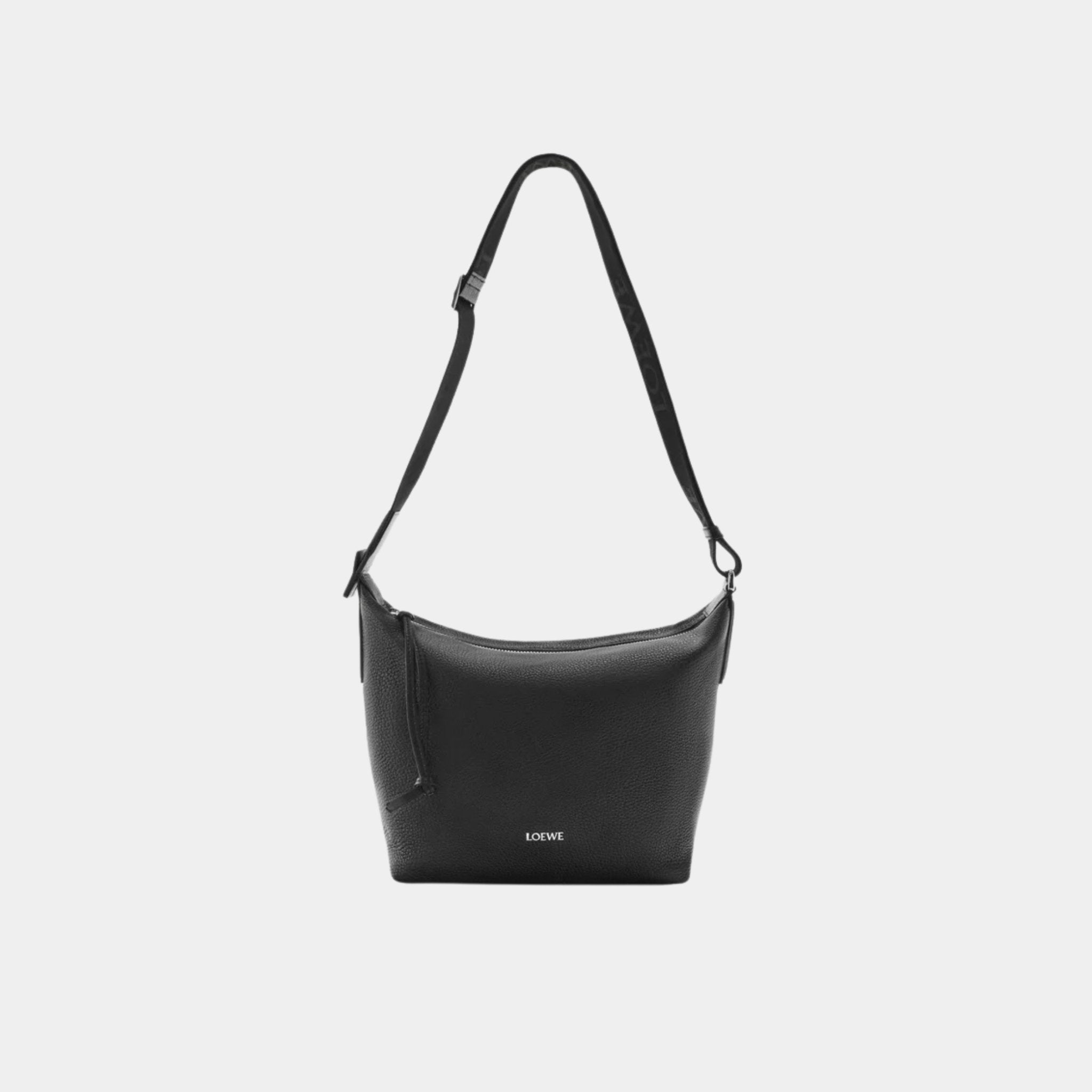 Loewe Small Cubi Crossbody Bag In Supple Grained Calfskin, Black, Front