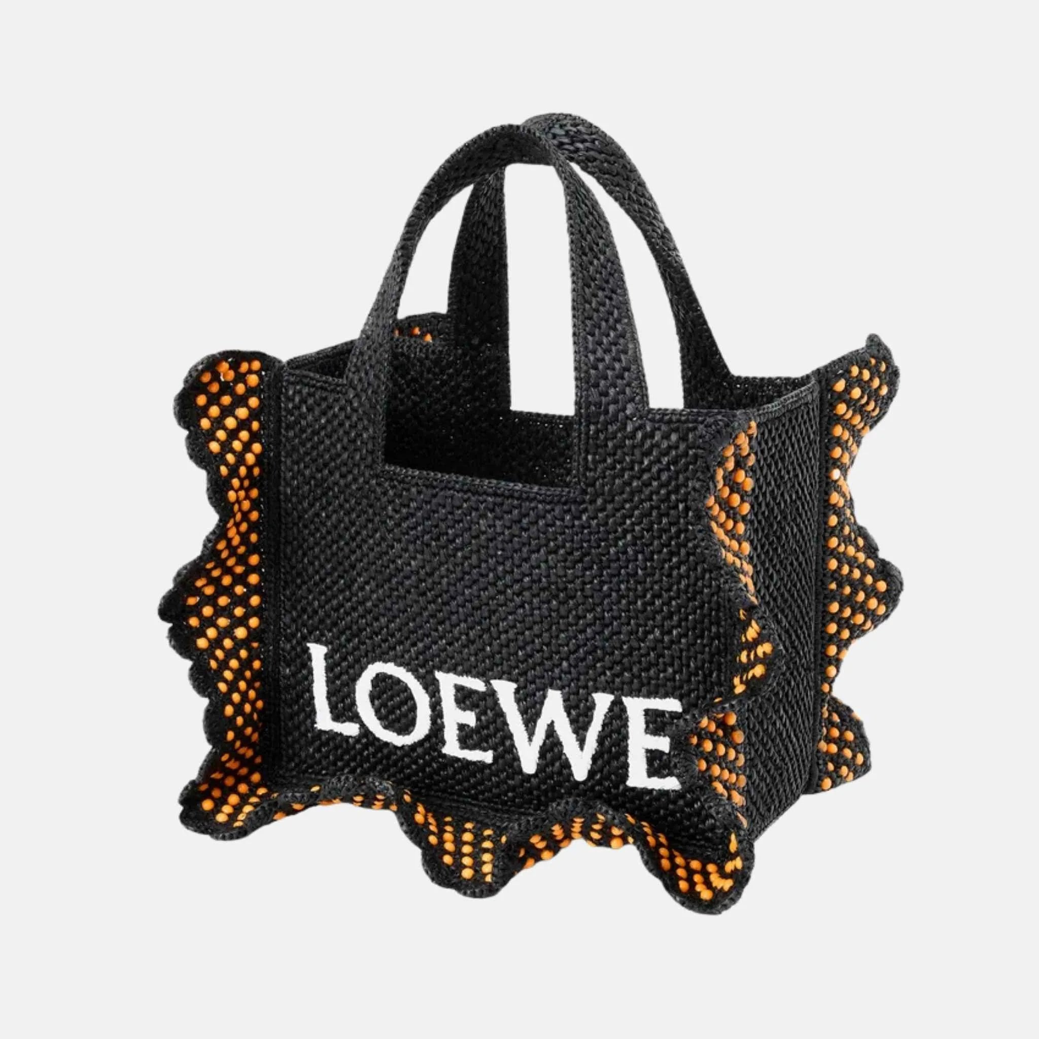 Loewe Small Font Tote in Raffia, Full