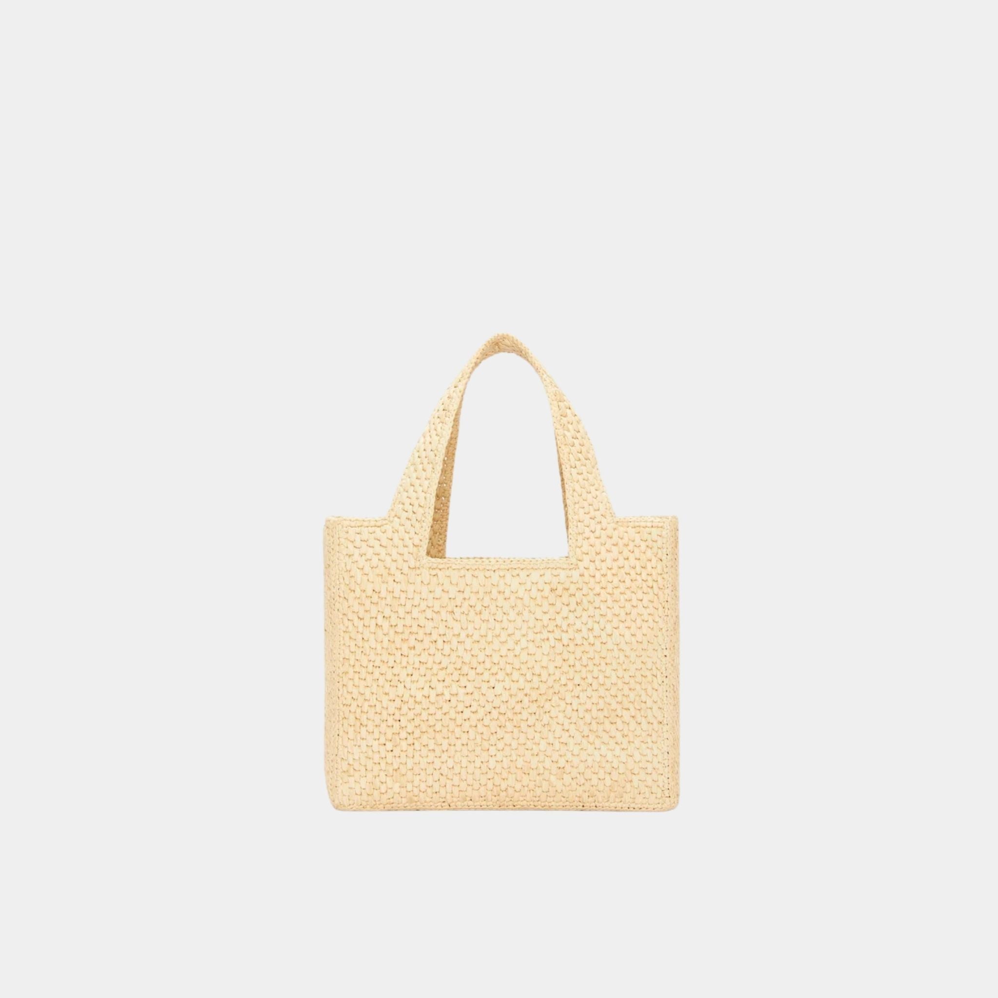 Loewe Small LOEWE Font Tote Made of Raffia, Back