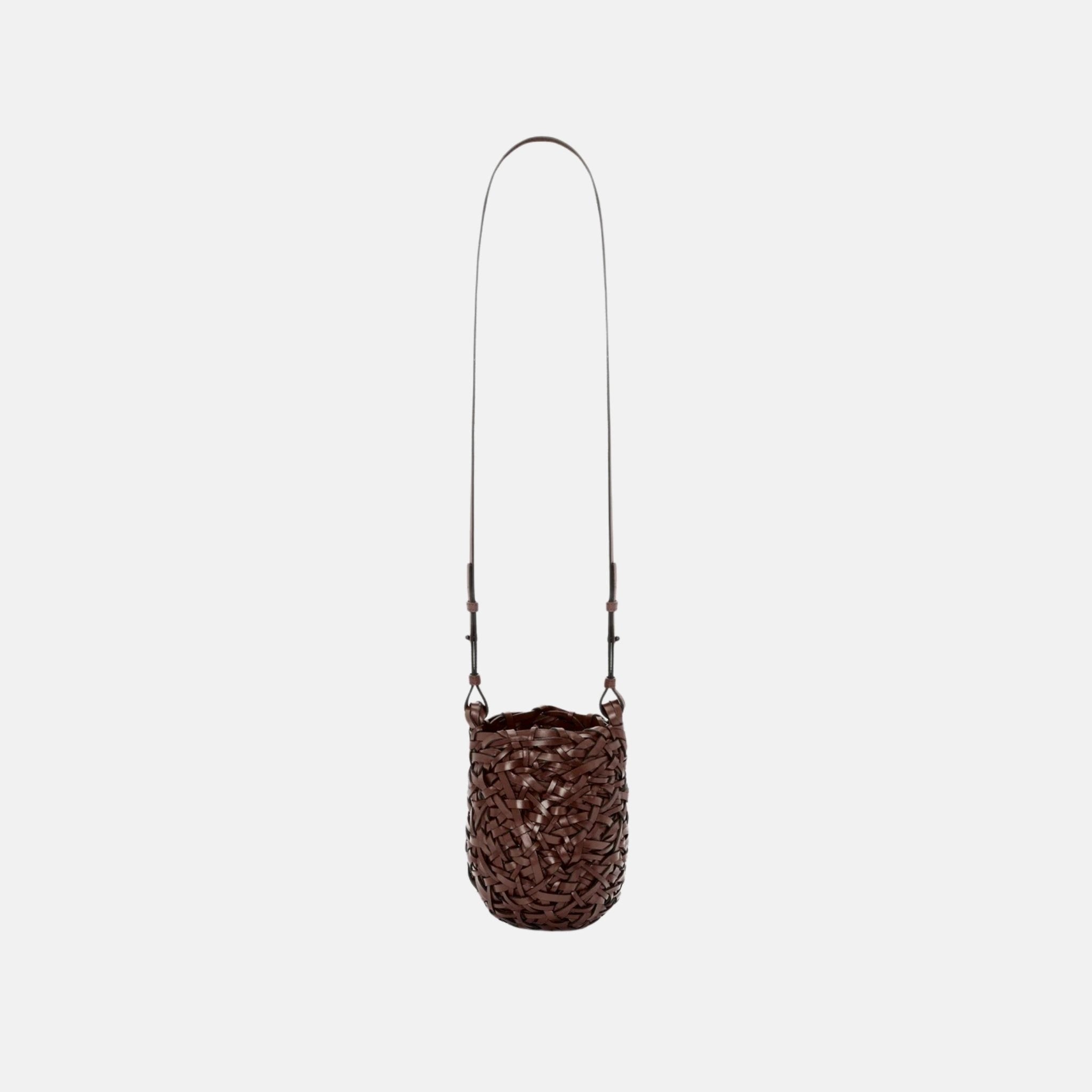 Loewe Small Nest Basket Bag in Calfskin, Chestnut, Full