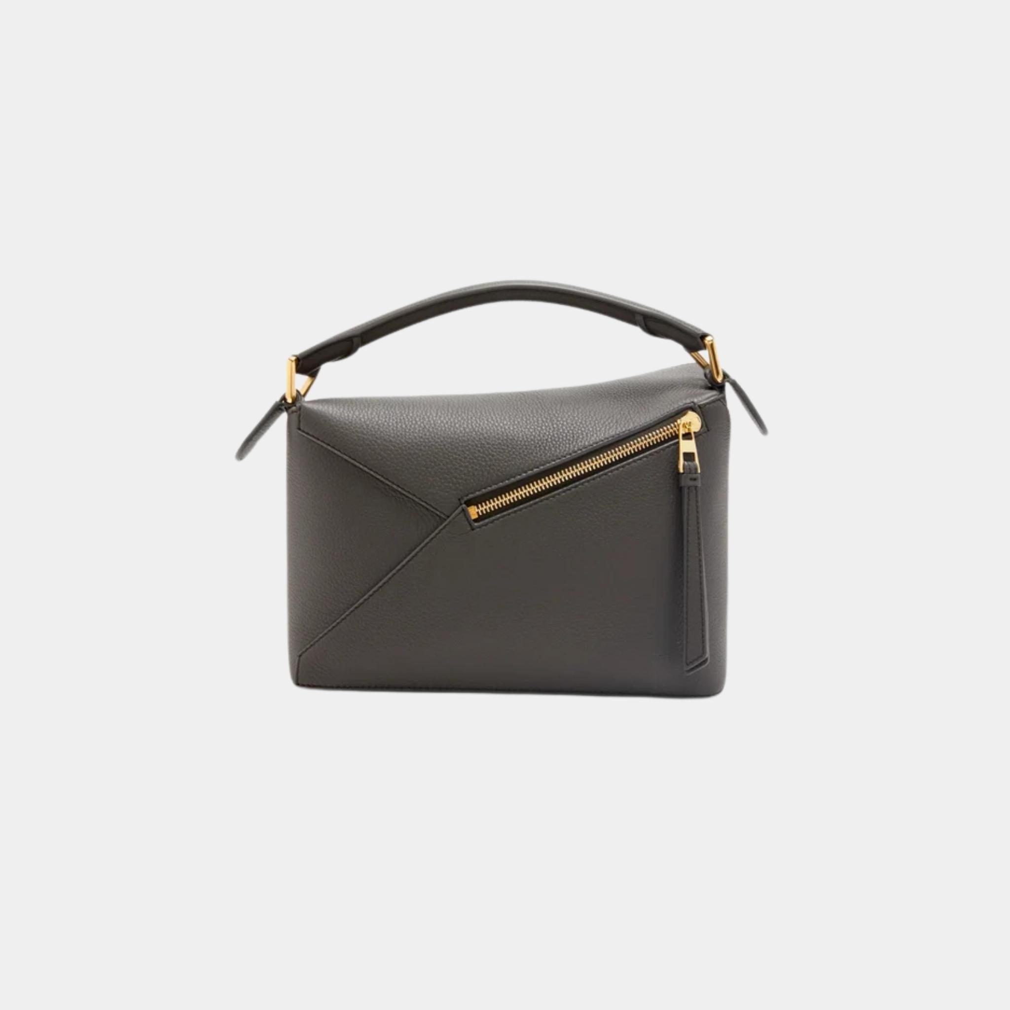 Loewe Small Puzzle Bag In Soft Grained Calfskin, Dark Grey, Back