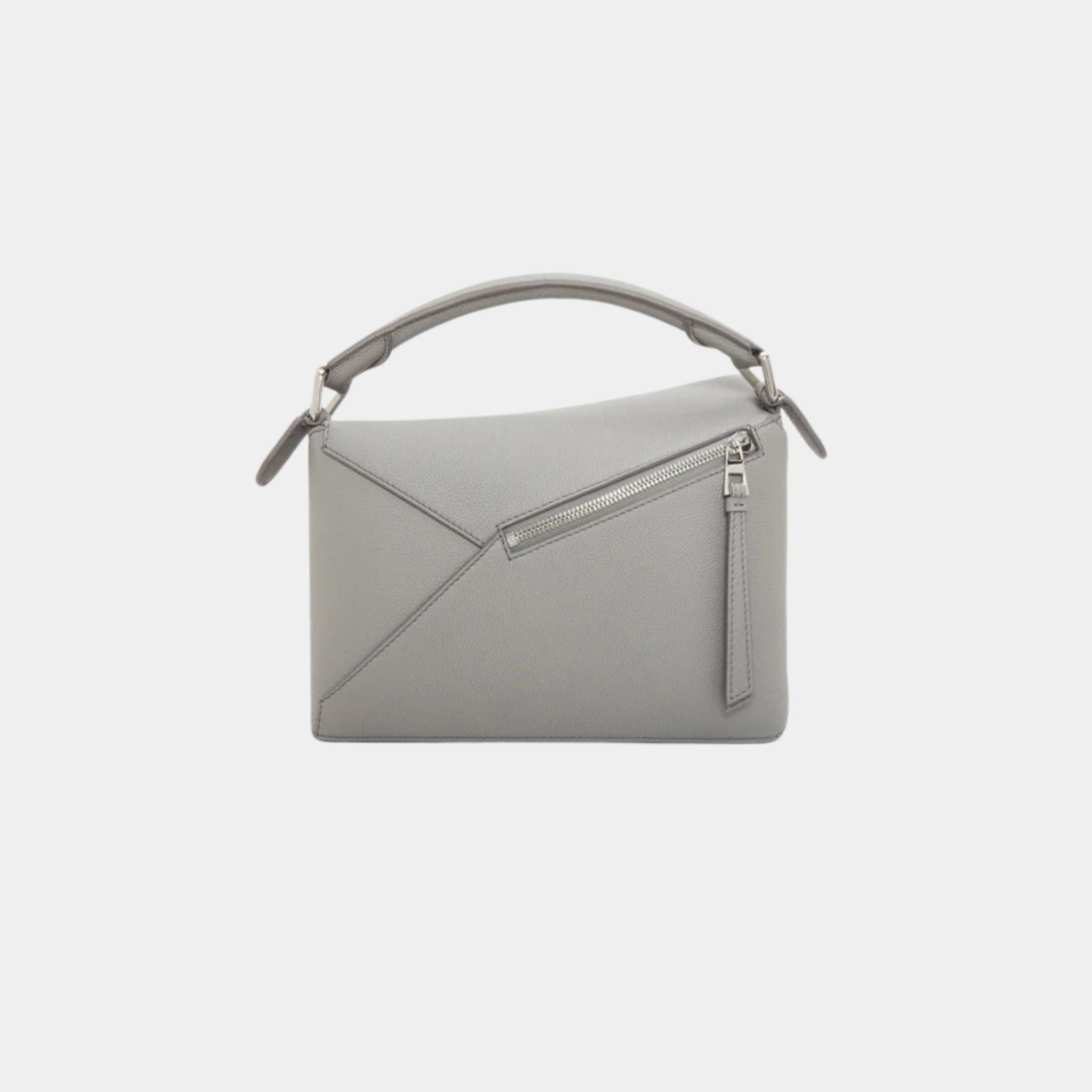 Loewe Small Puzzle Bag In Soft Grained Calfskin, Pearl Grey, Back