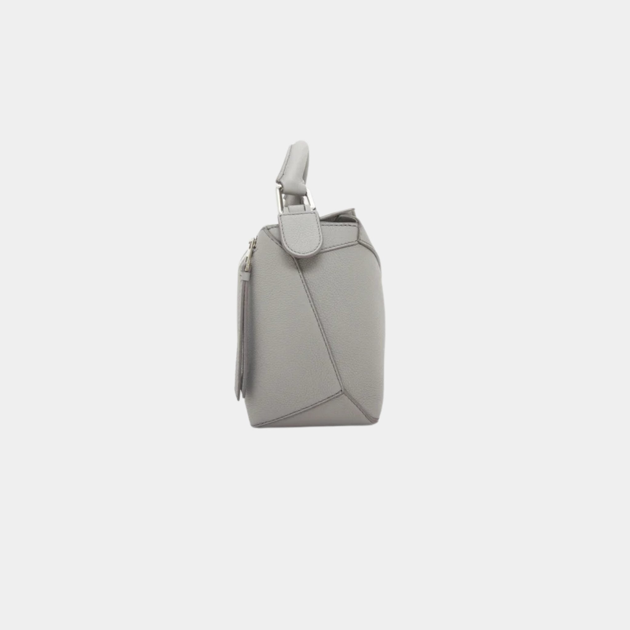 Loewe Small Puzzle Bag In Soft Grained Calfskin, Pearl Grey, Side